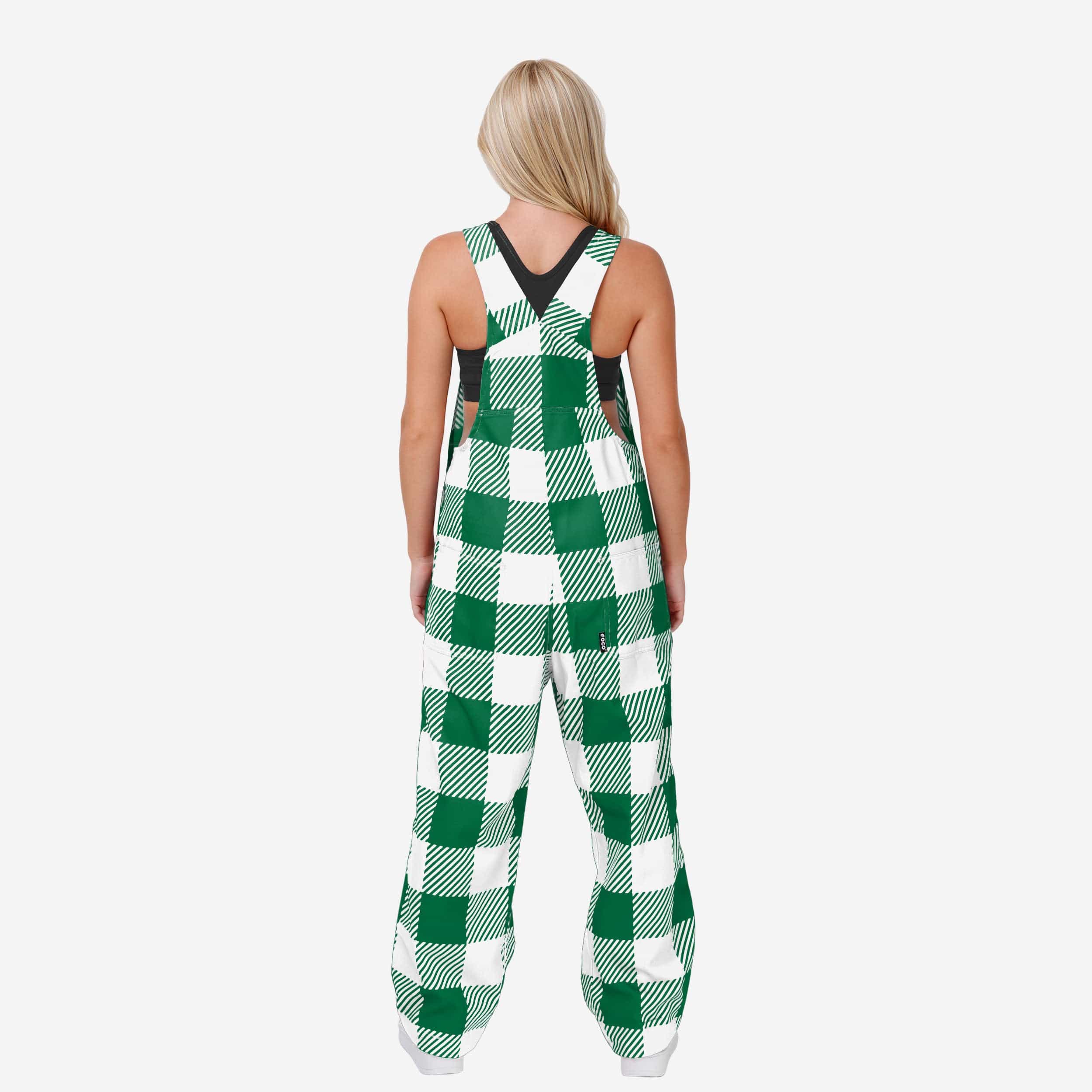 Philadelphia Eagles Kelly Green Womens Plaid Bib Overalls - Image 2