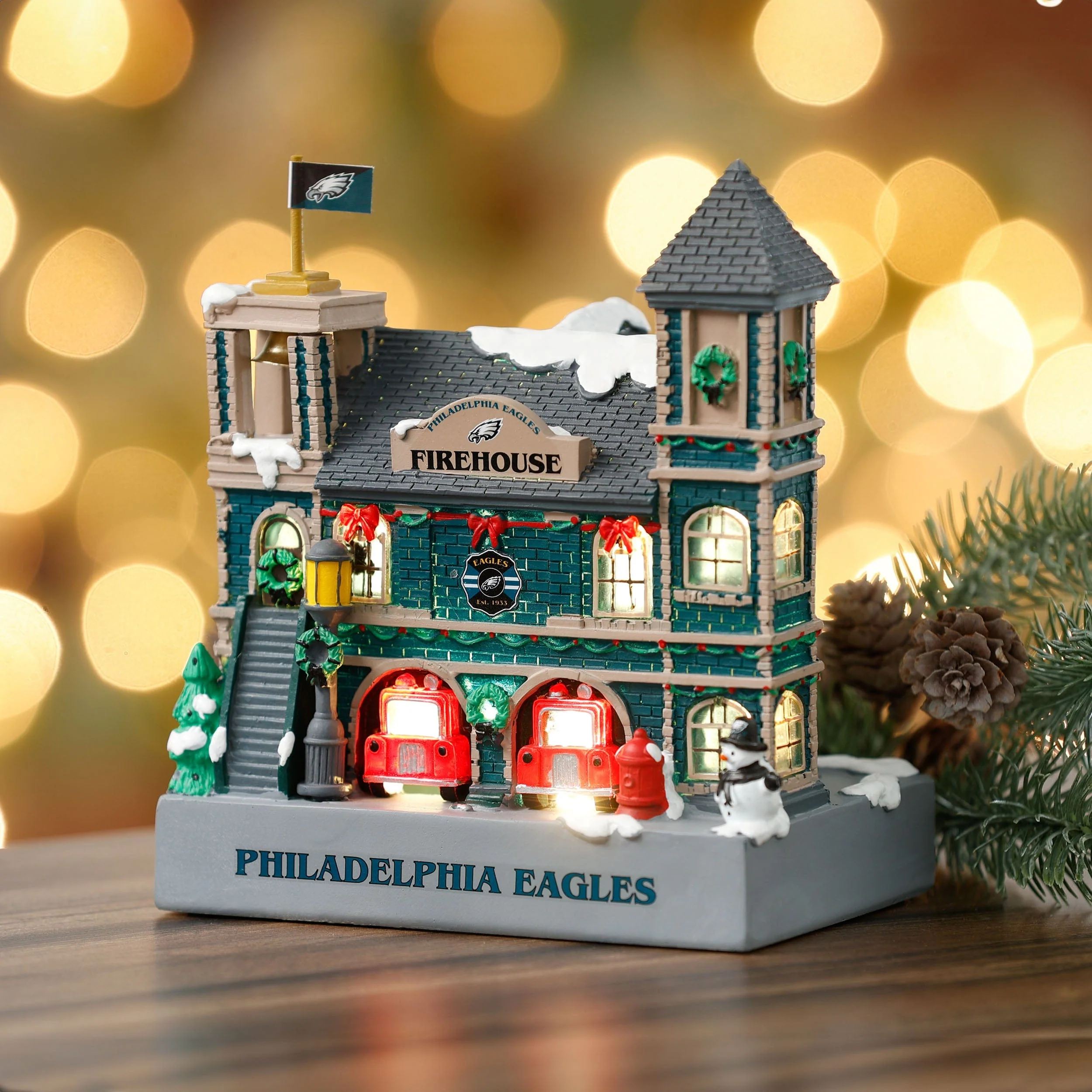 Philadelphia Eagles Light Up Resin Team Firehouse - Image 2