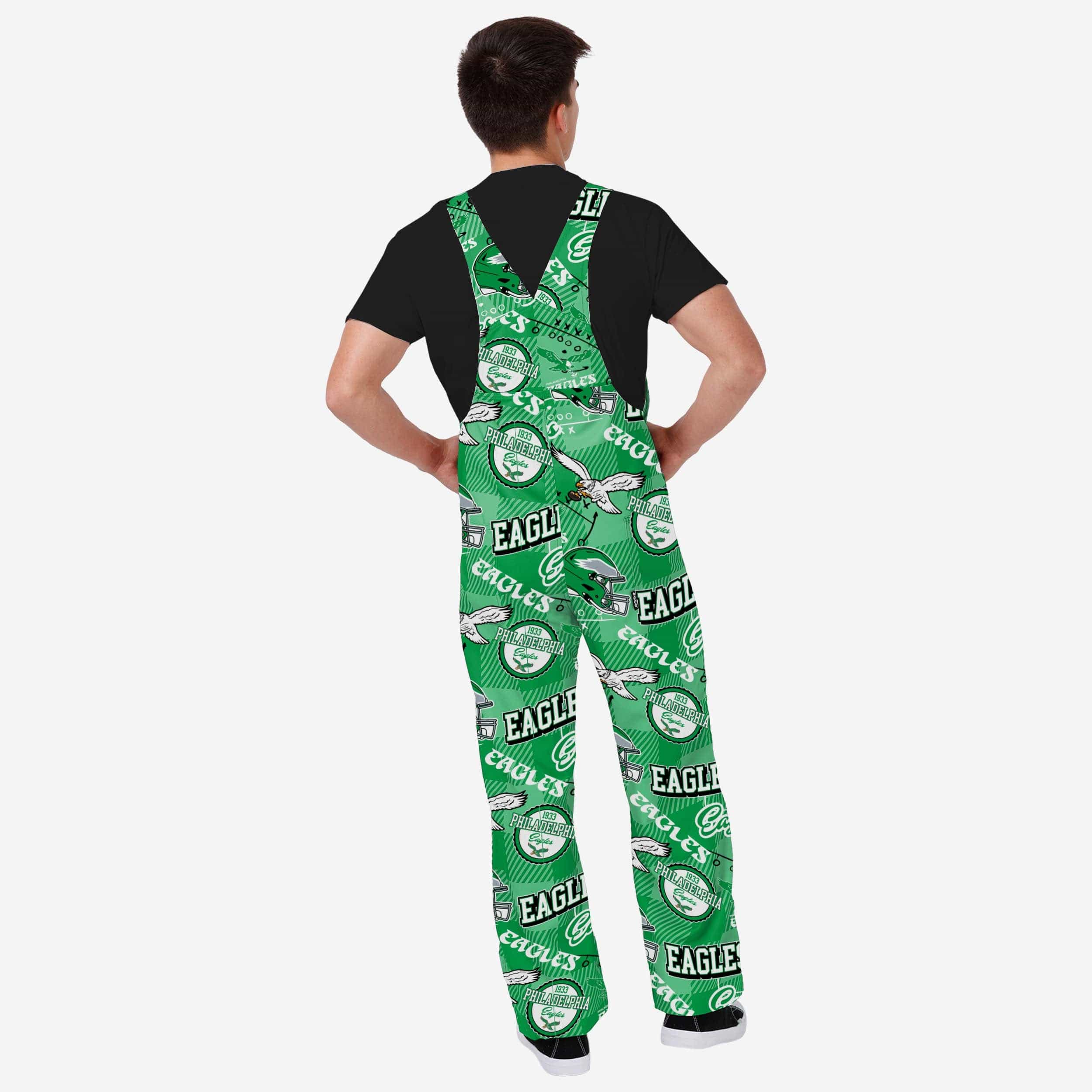 Philadelphia Eagles Mens Historic Print Bib Overalls - Image 2
