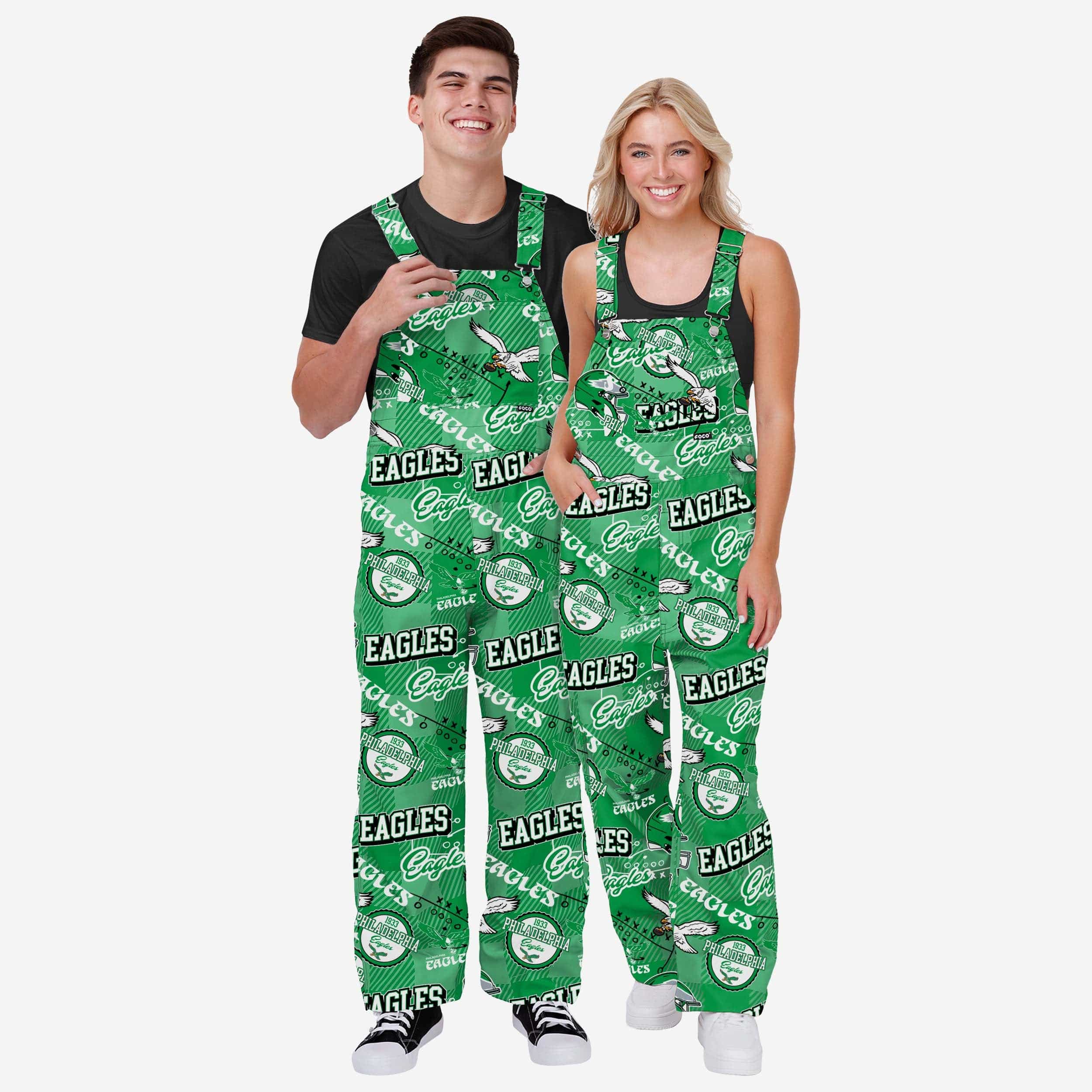 Philadelphia Eagles Mens Historic Print Bib Overalls - Image 3