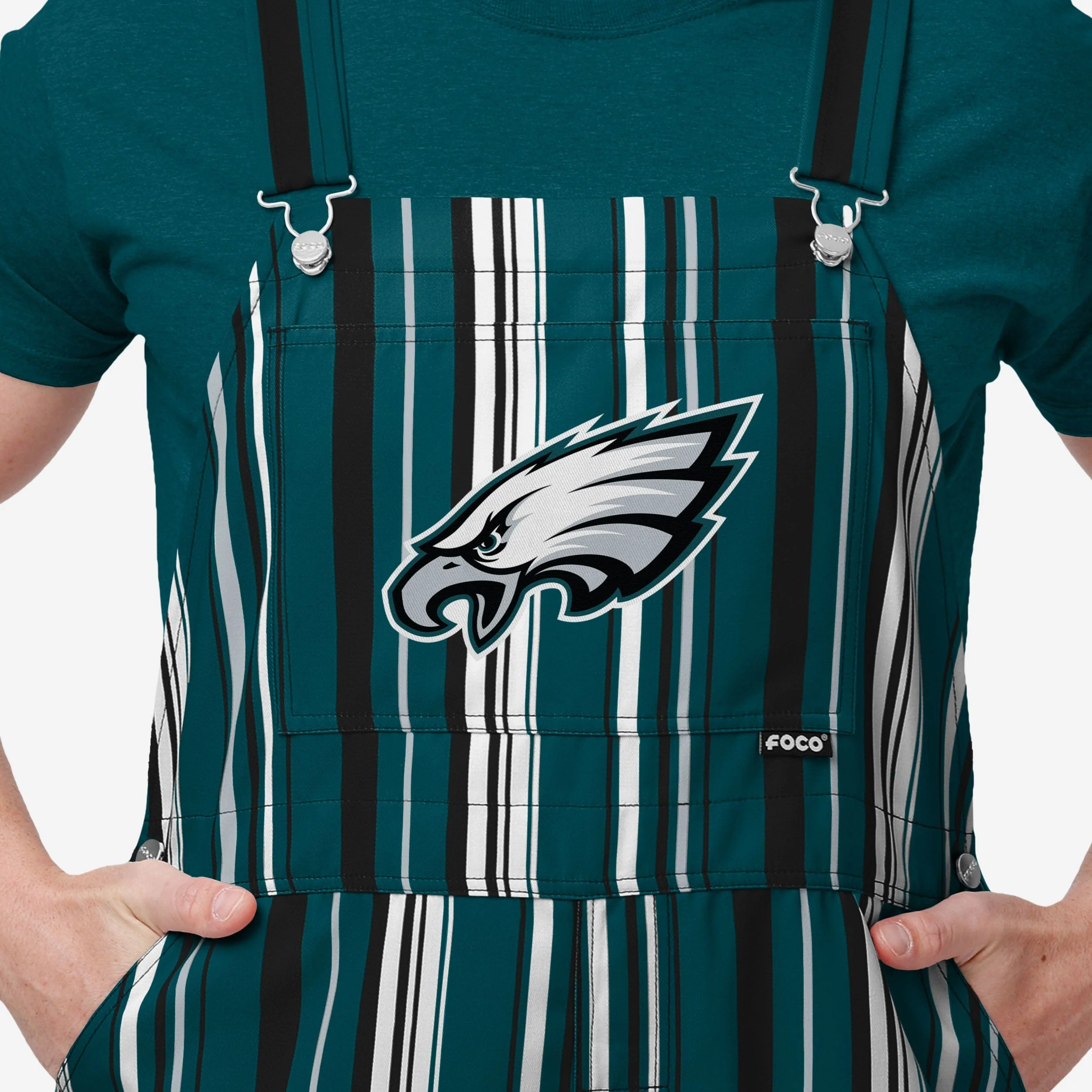 Philadelphia Eagles Mens Hyper Stripe Bib Overalls - Image 4