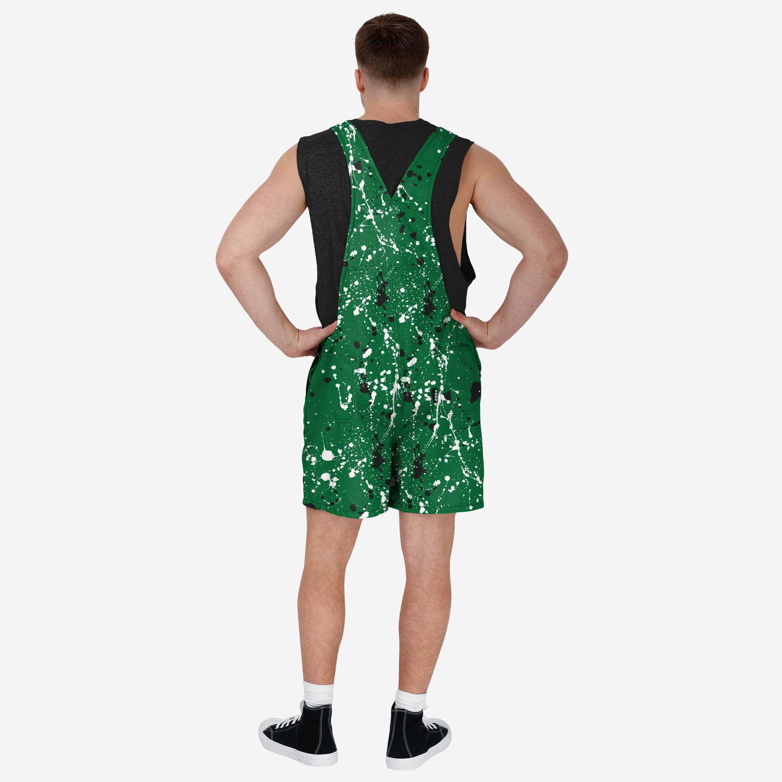 Philadelphia Eagles Mens Kelly Green Paint Splatter Bib Shortalls - Image 2
