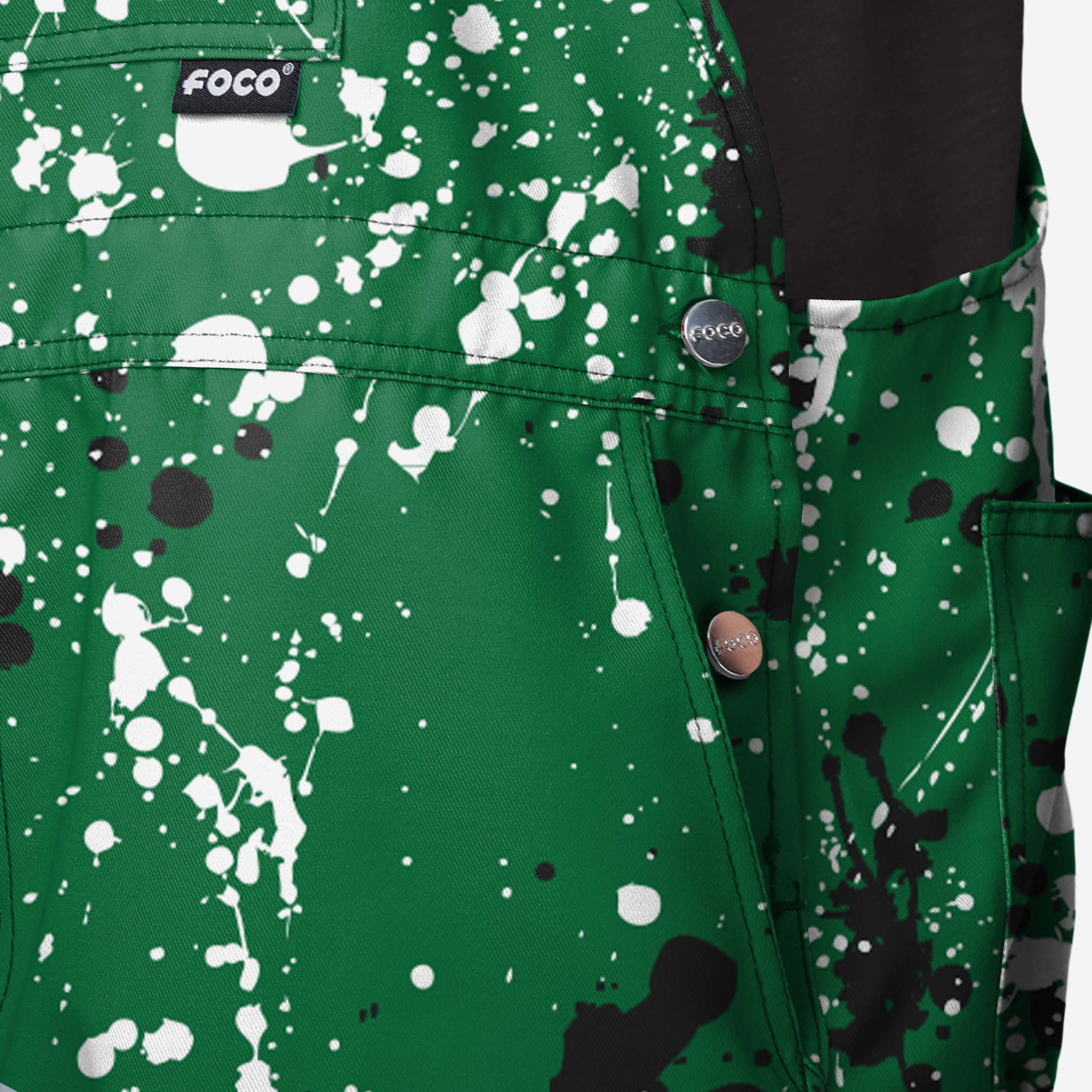 Philadelphia Eagles Mens Kelly Green Paint Splatter Bib Shortalls - Image 4
