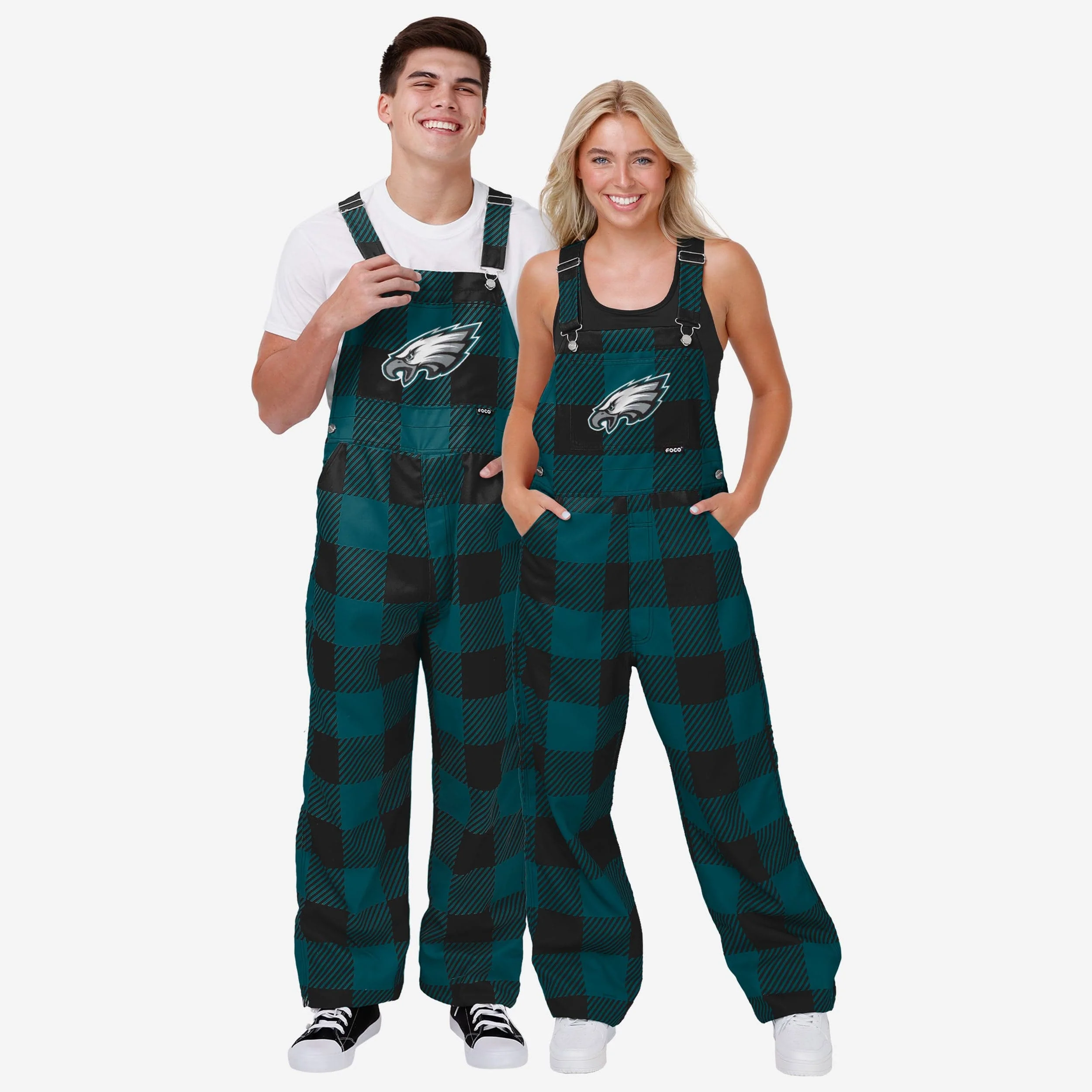 Philadelphia Eagles Mens Plaid Bib Overalls - Image 3