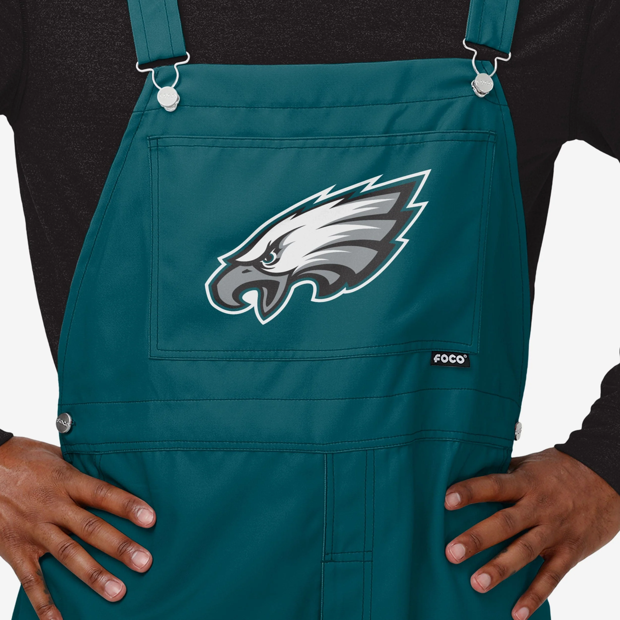 Philadelphia Eagles Mens Solid Wordmark Bib Overalls - Image 3