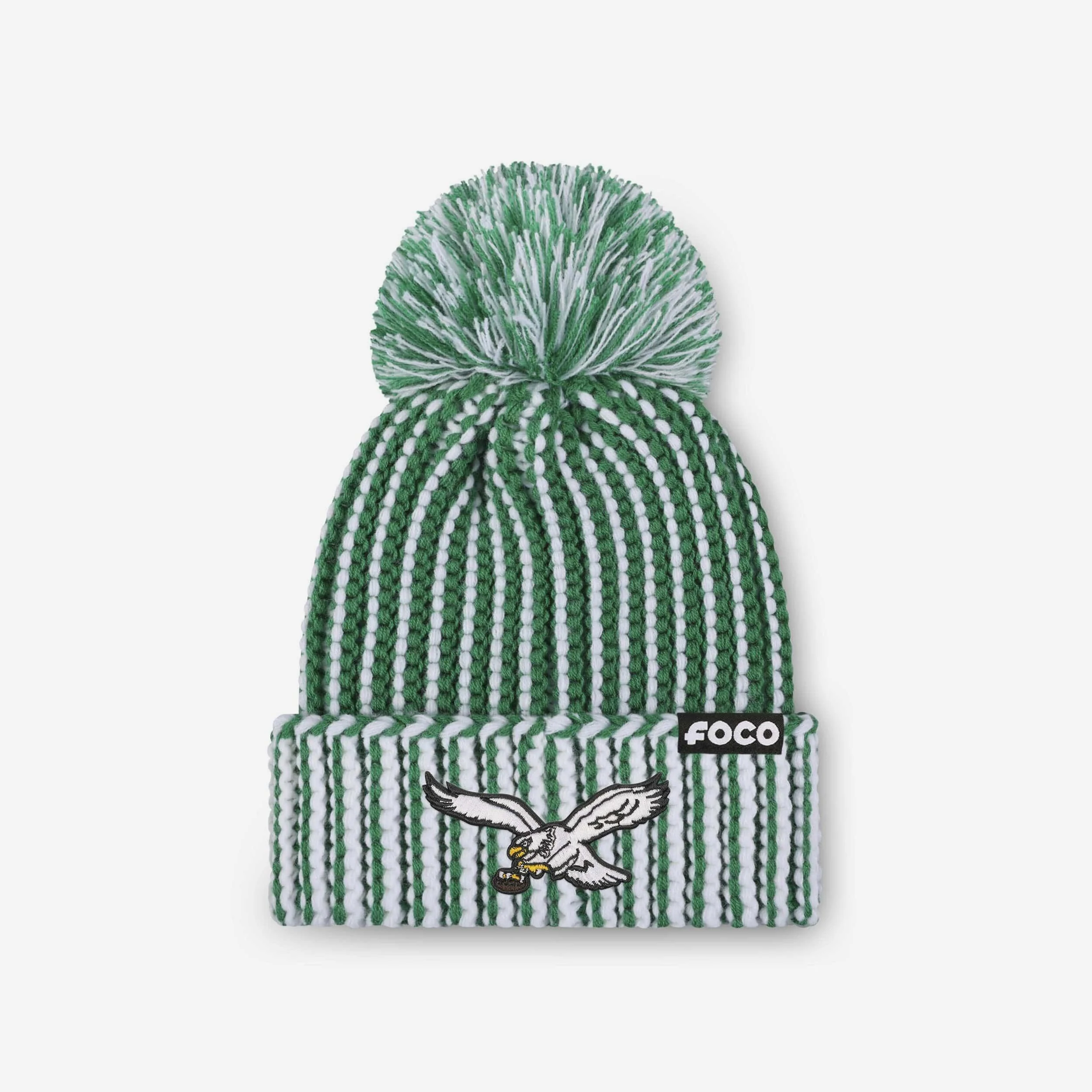 Philadelphia Eagles Primary Logo Vertical Knit Pom Beanie Kelly Green