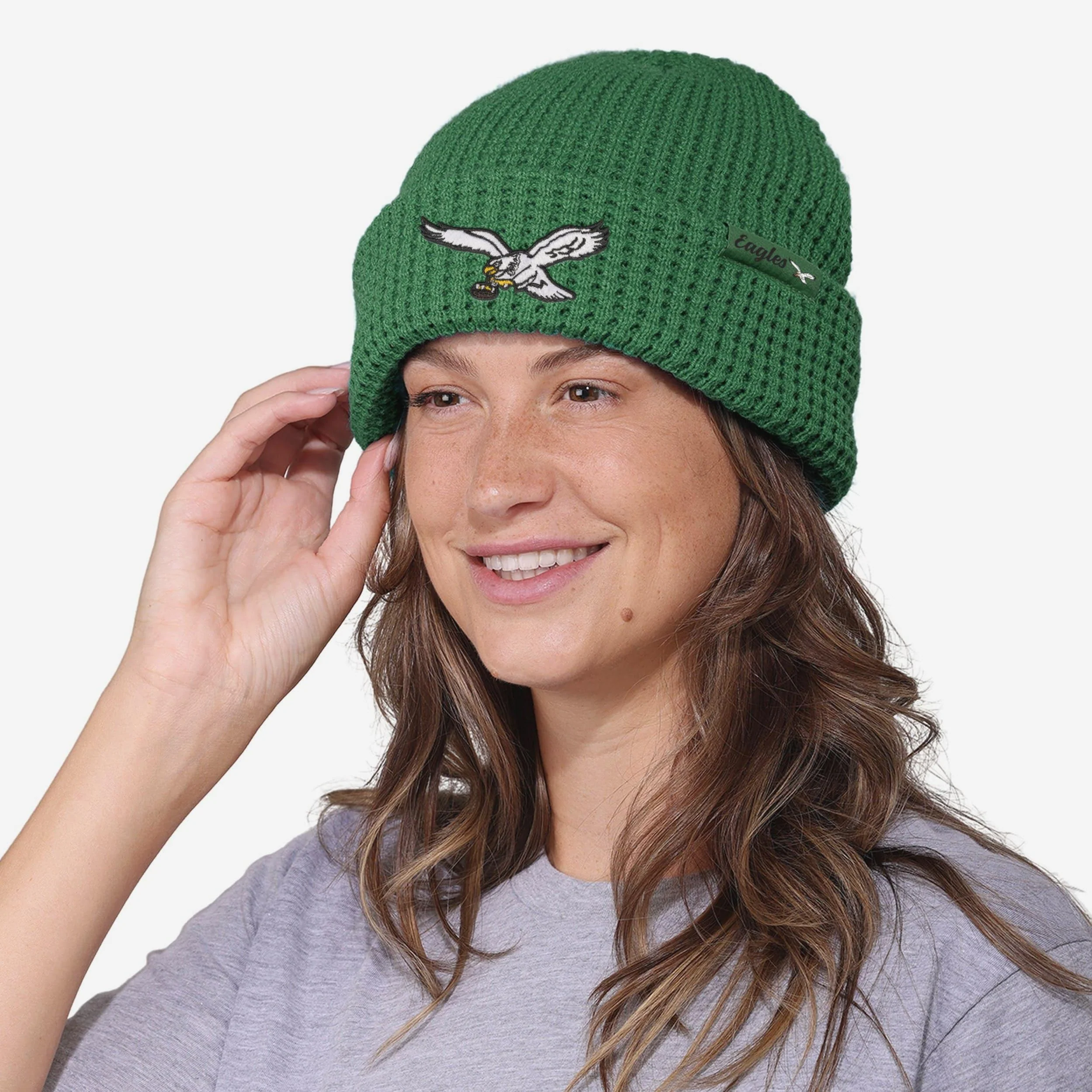 Philadelphia Eagles Primary Logo Waffle Beanie Kelly Green - Image 3