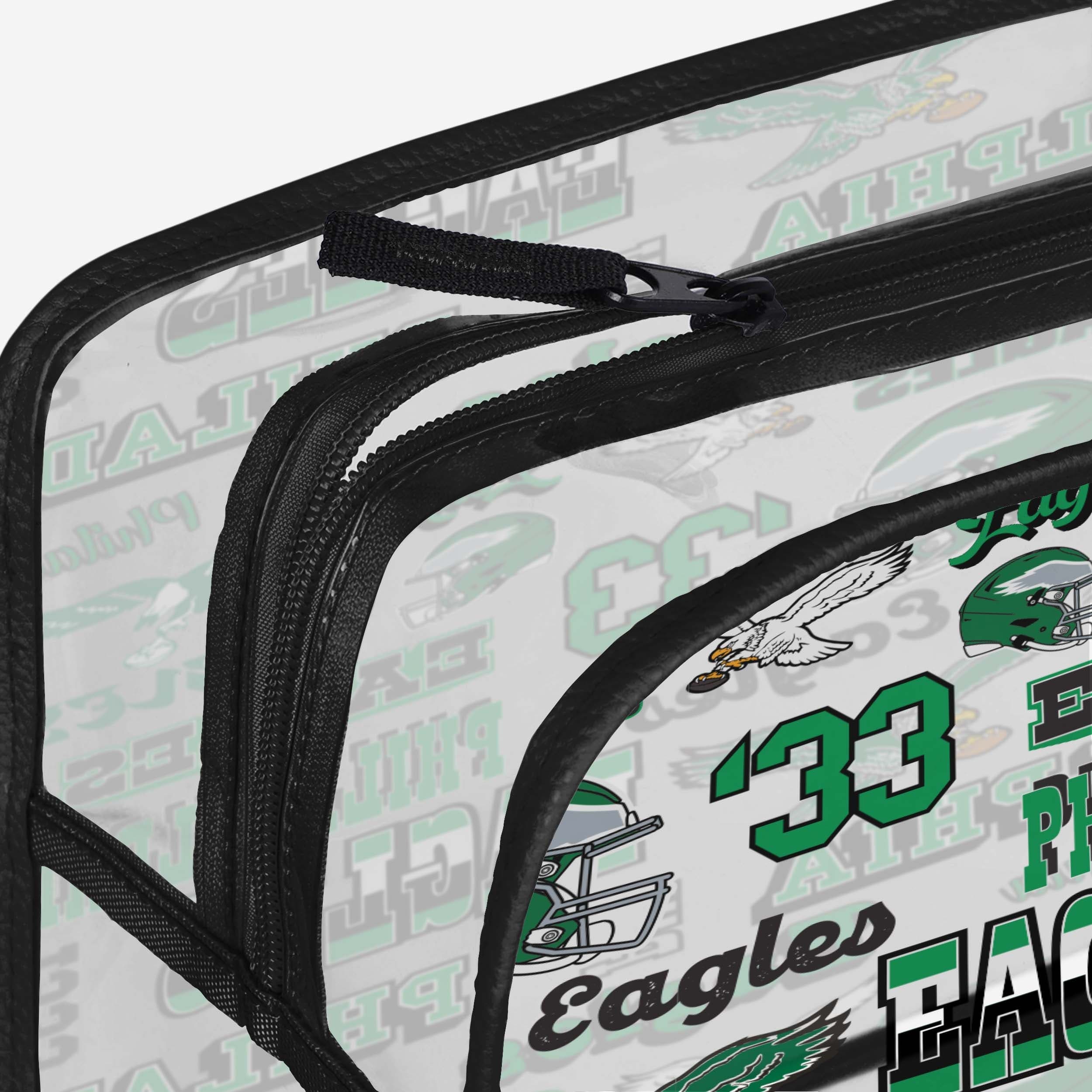 Philadelphia Eagles Repeat Retro Print Clear Cosmetic Bag - Image 4