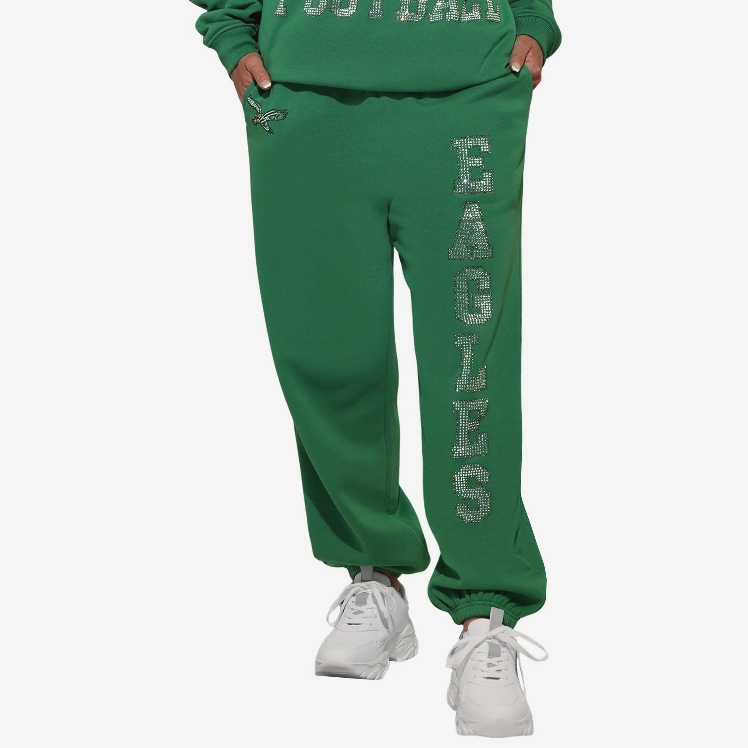 Philadelphia Eagles Retro Womens Big Wordmark Rhinestone Sweatpants