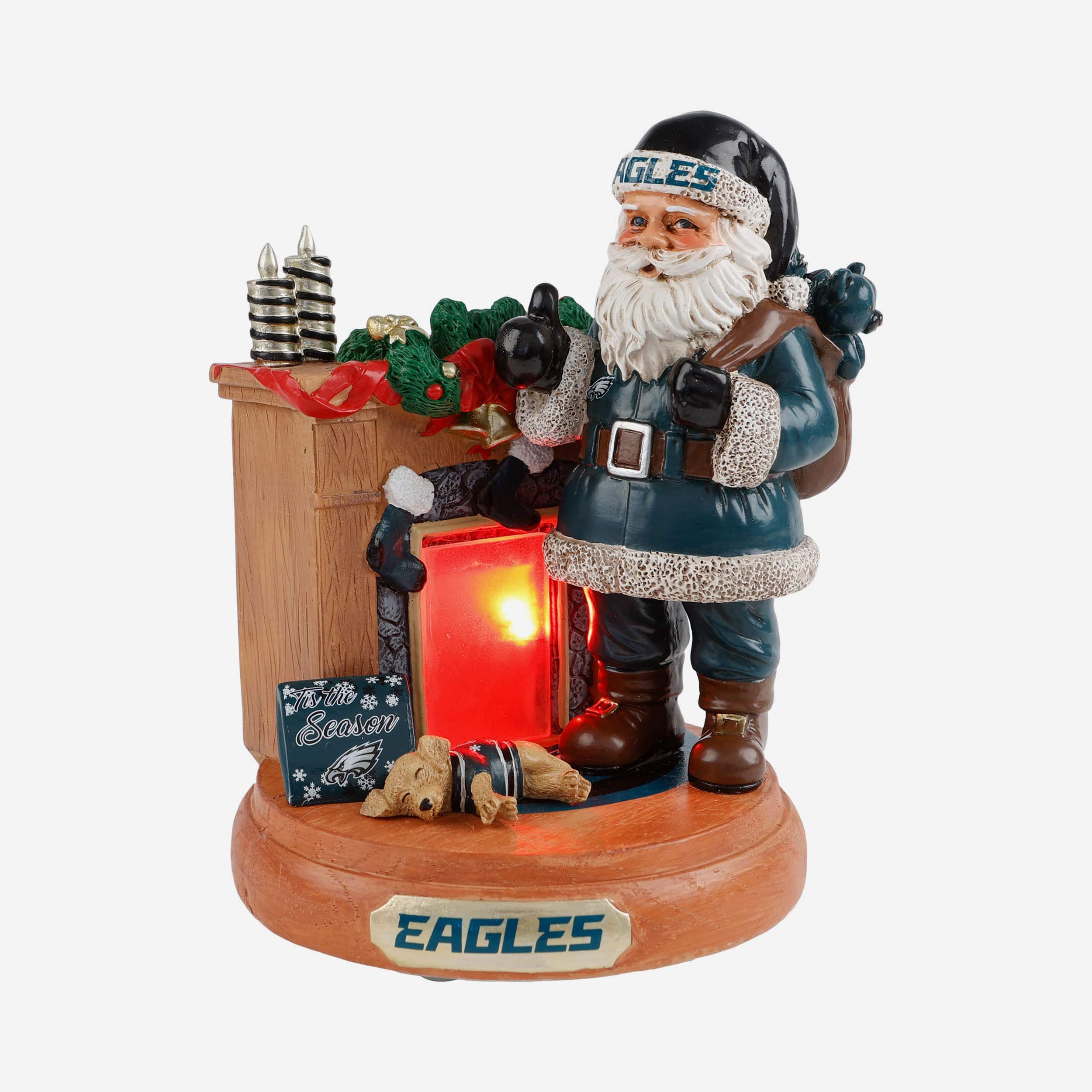 Philadelphia Eagles Santa Fireplace Figurine
