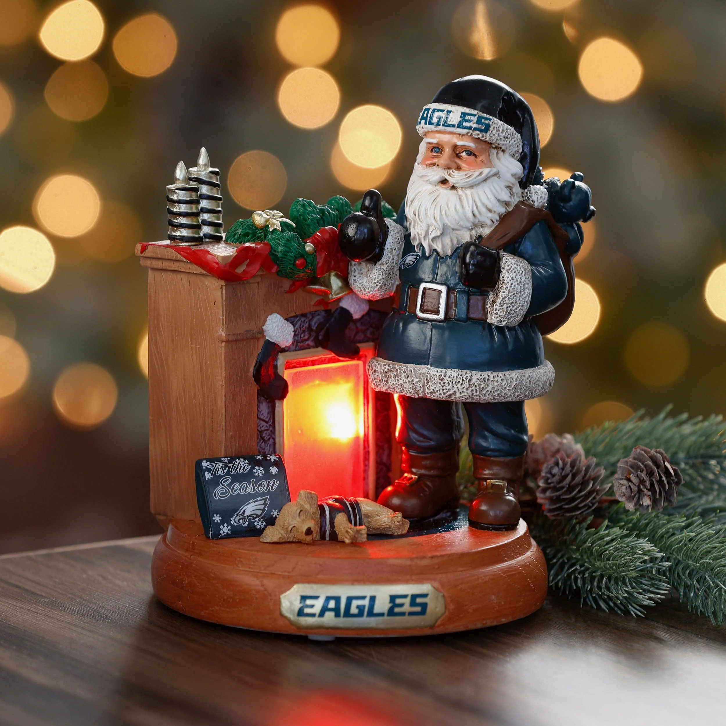 Philadelphia Eagles Santa Fireplace Figurine - Image 2