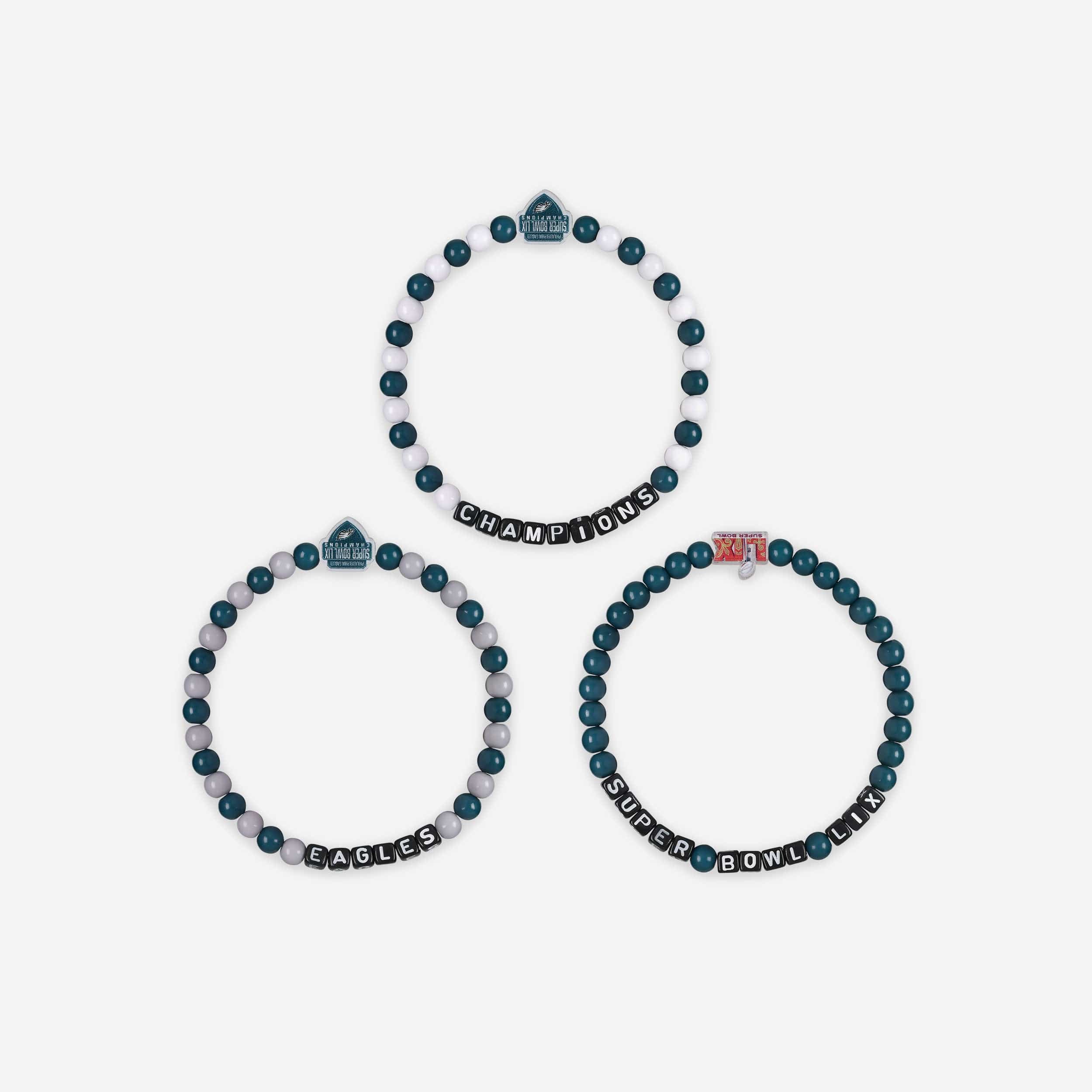 Philadelphia Eagles Super Bowl LIX Champions 3 Pack Beaded Friendship Bracelet - Image 3