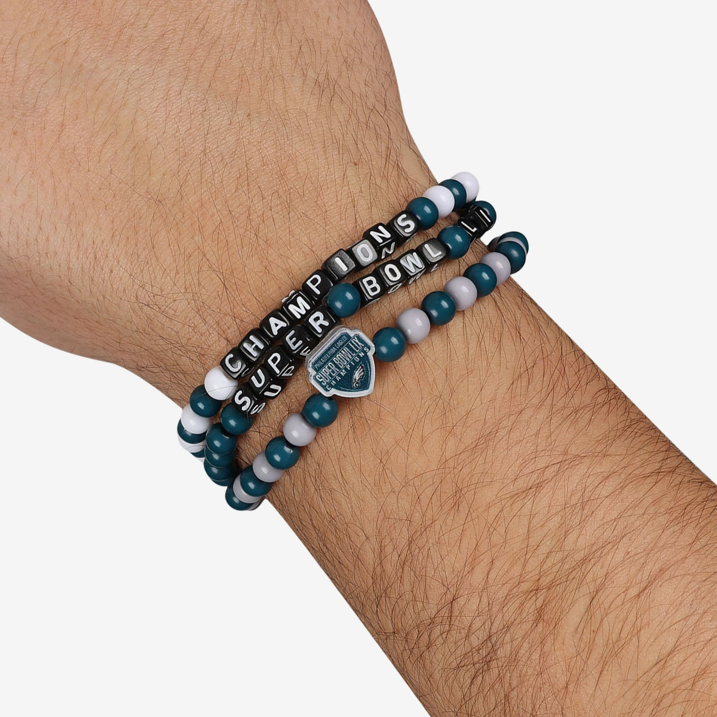 Philadelphia Eagles Super Bowl LIX Champions 3 Pack Beaded Friendship Bracelet - Image 4