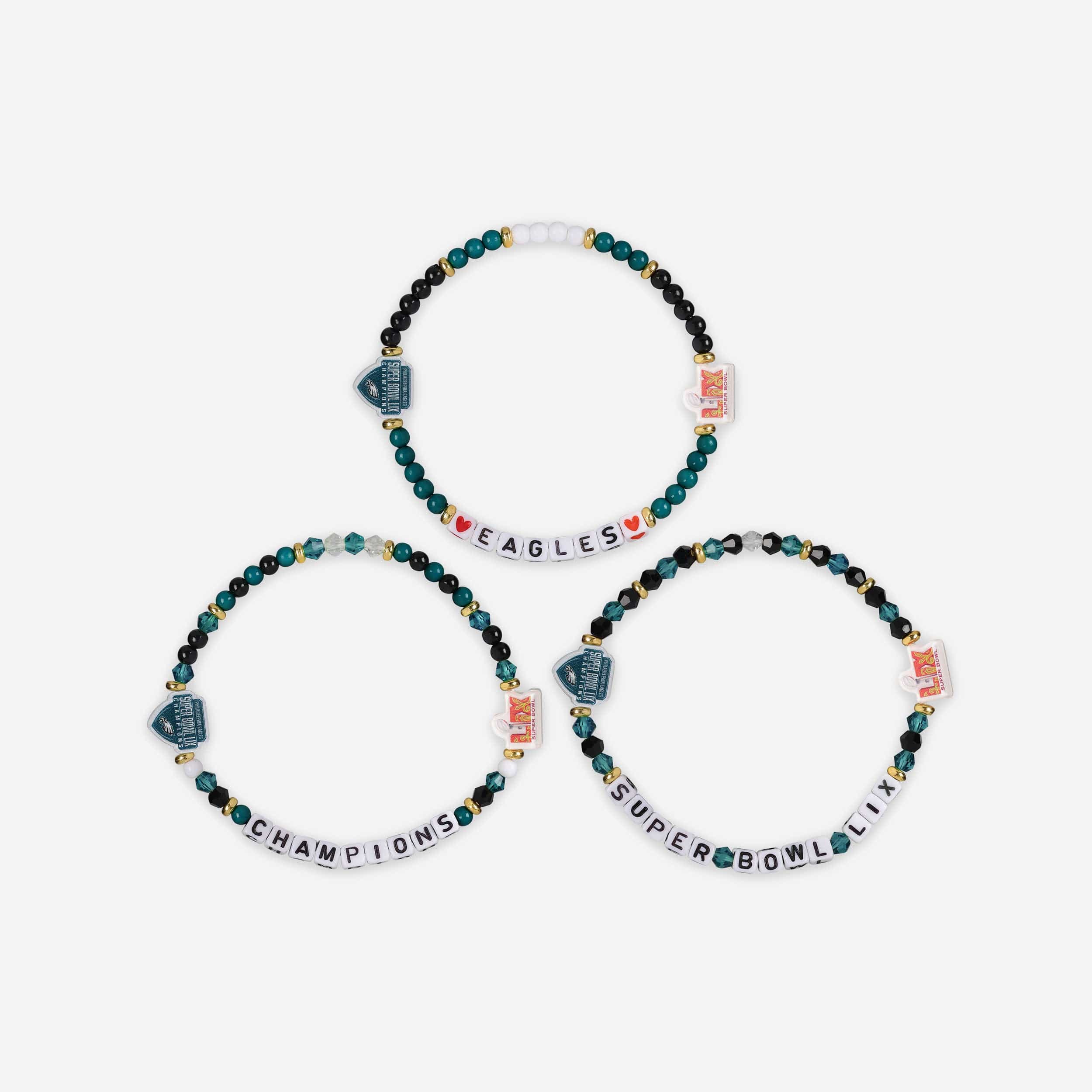 Philadelphia Eagles Super Bowl LIX Champions 3 Pack Friendship Bracelet - Image 3