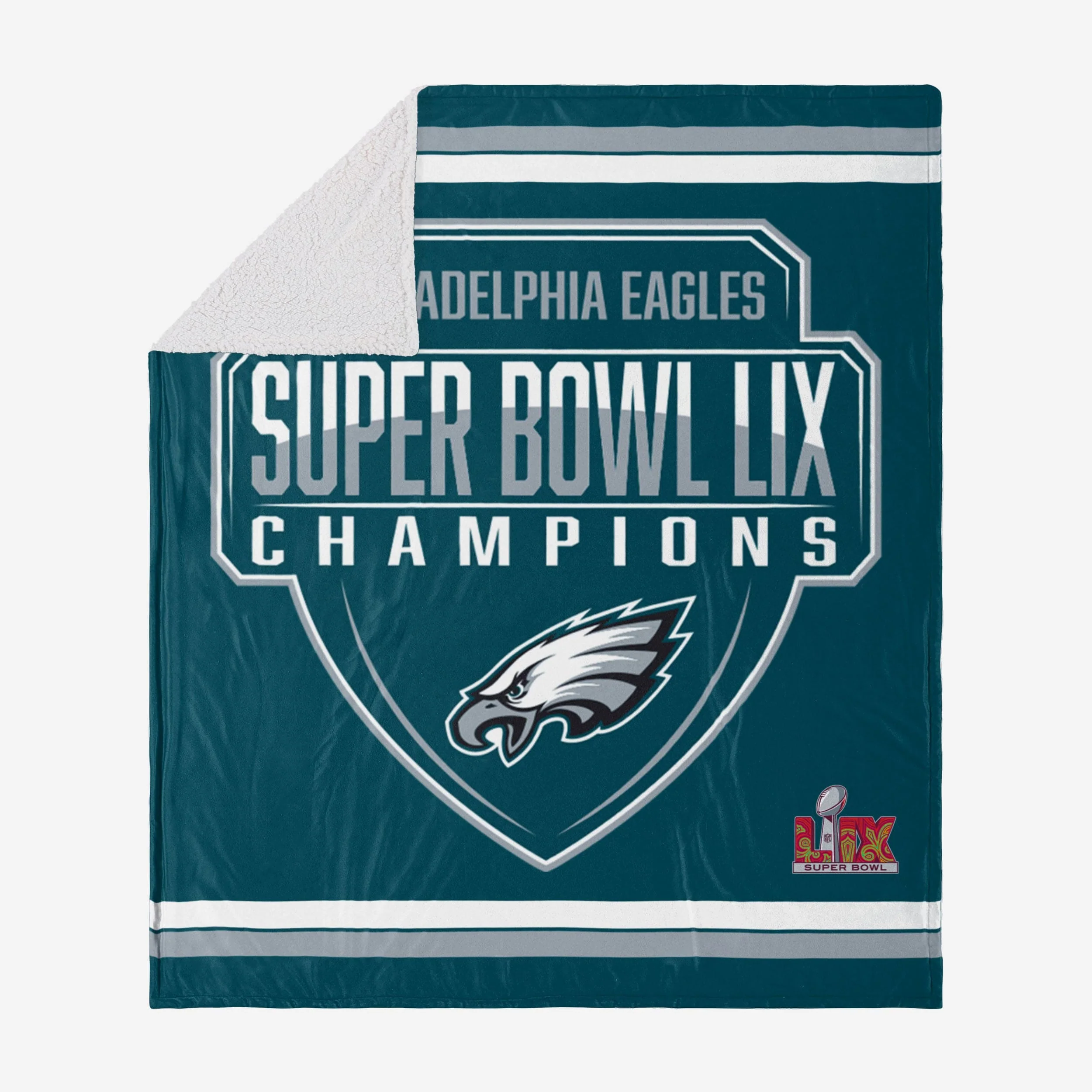 Philadelphia Eagles Super Bowl LIX Champions Blanket With Sherpa