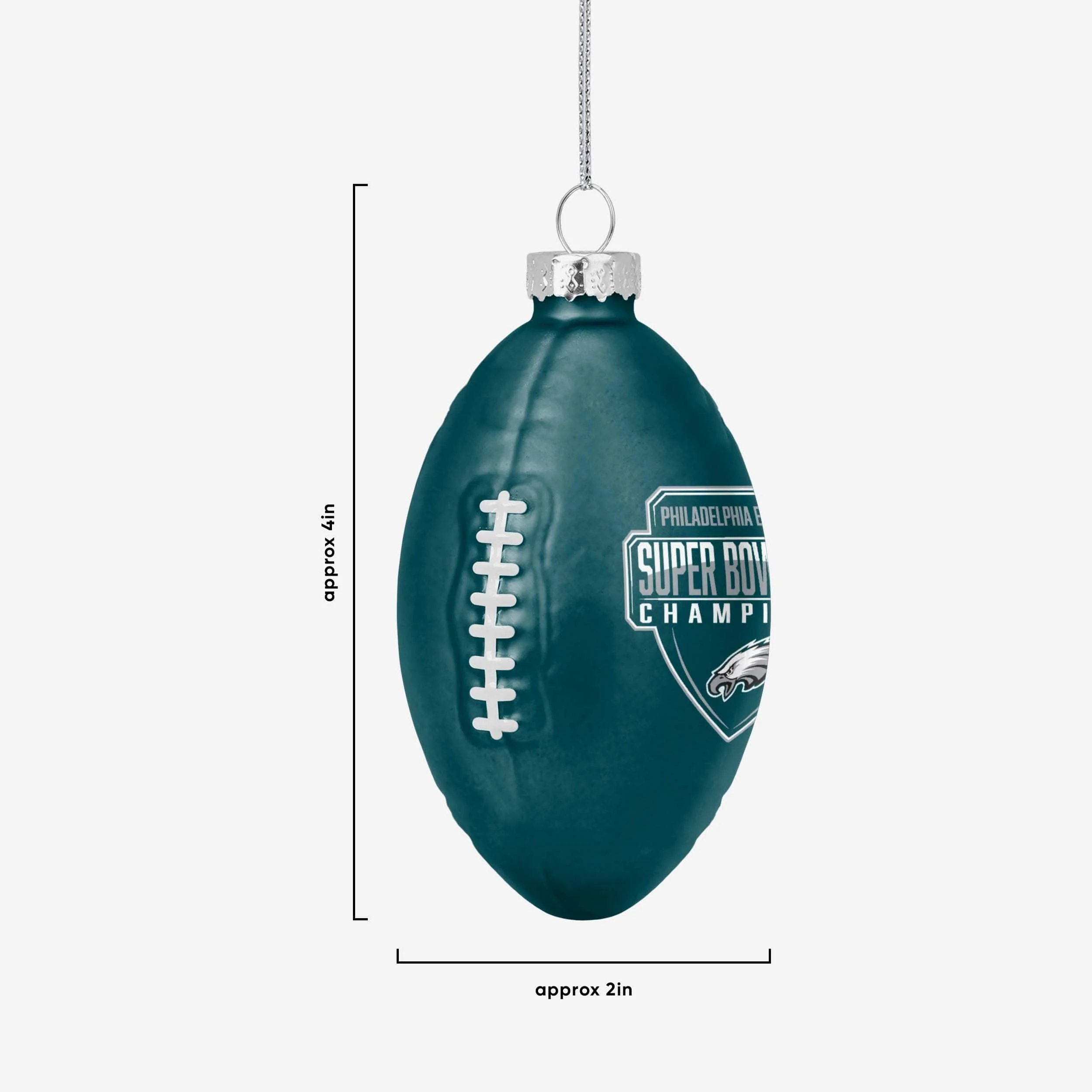 Philadelphia Eagles Super Bowl LIX Champions Blown Glass Football Ornament - Image 2