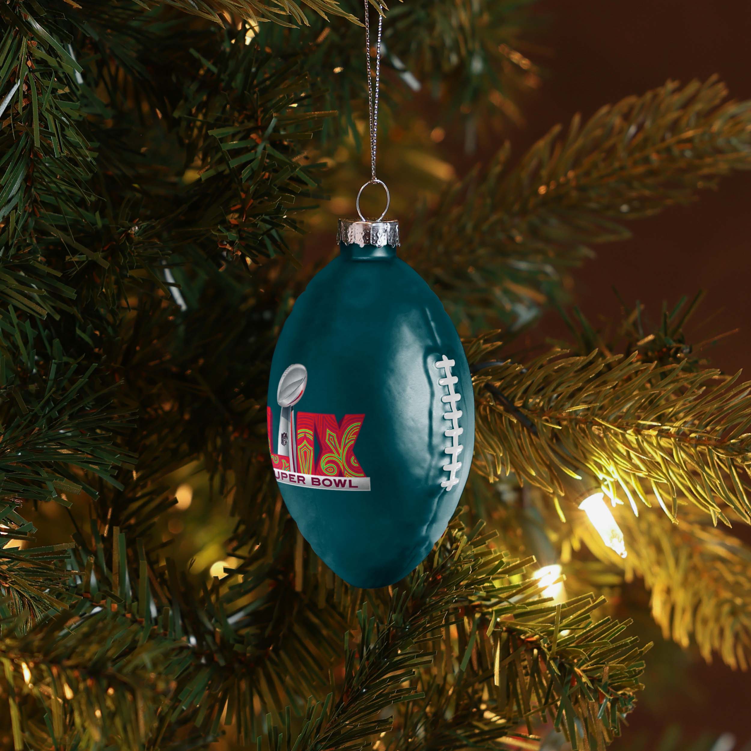 Philadelphia Eagles Super Bowl LIX Champions Blown Glass Football Ornament - Image 3