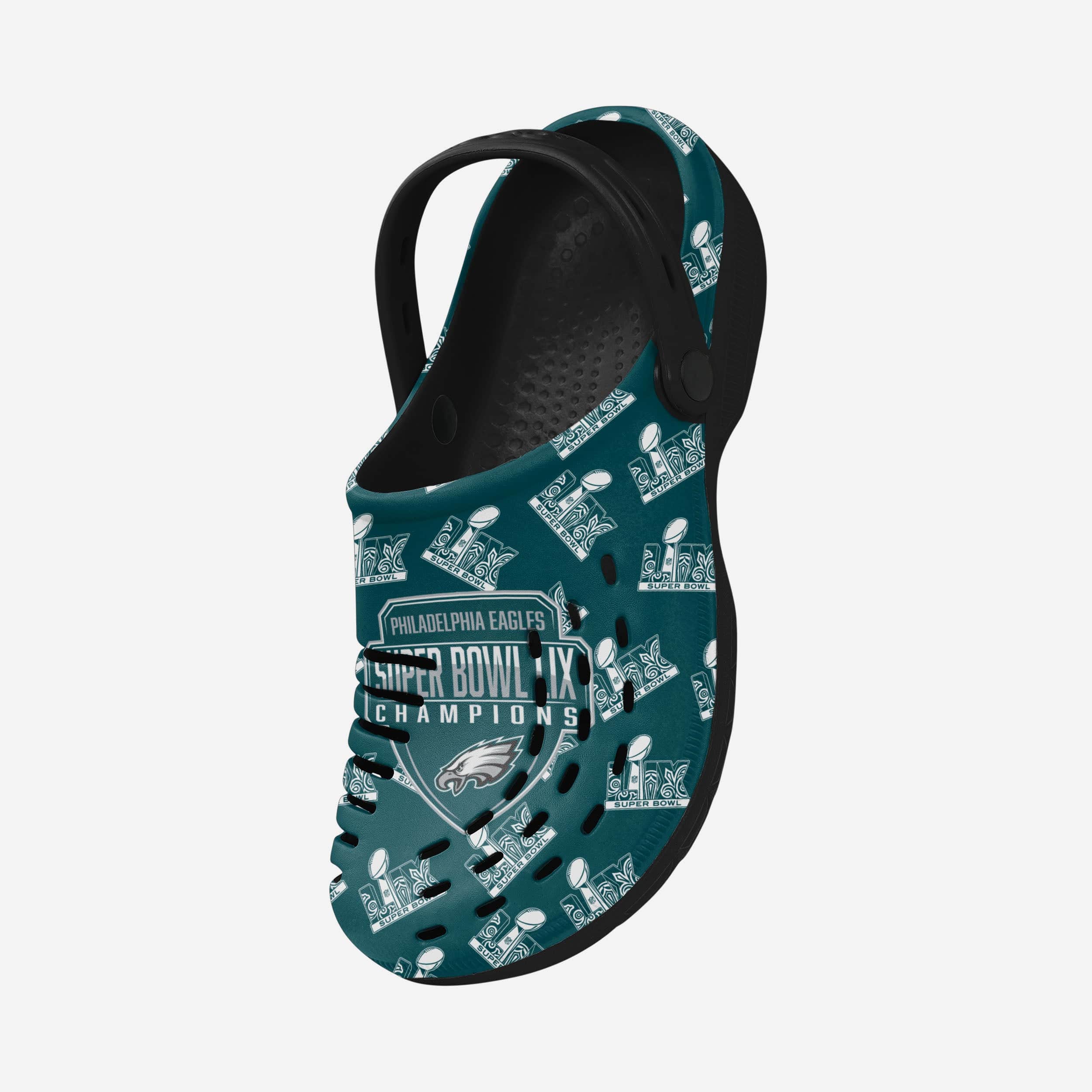 Philadelphia Eagles Super Bowl LIX Champions Historic Print Clog With Strap - Image 2