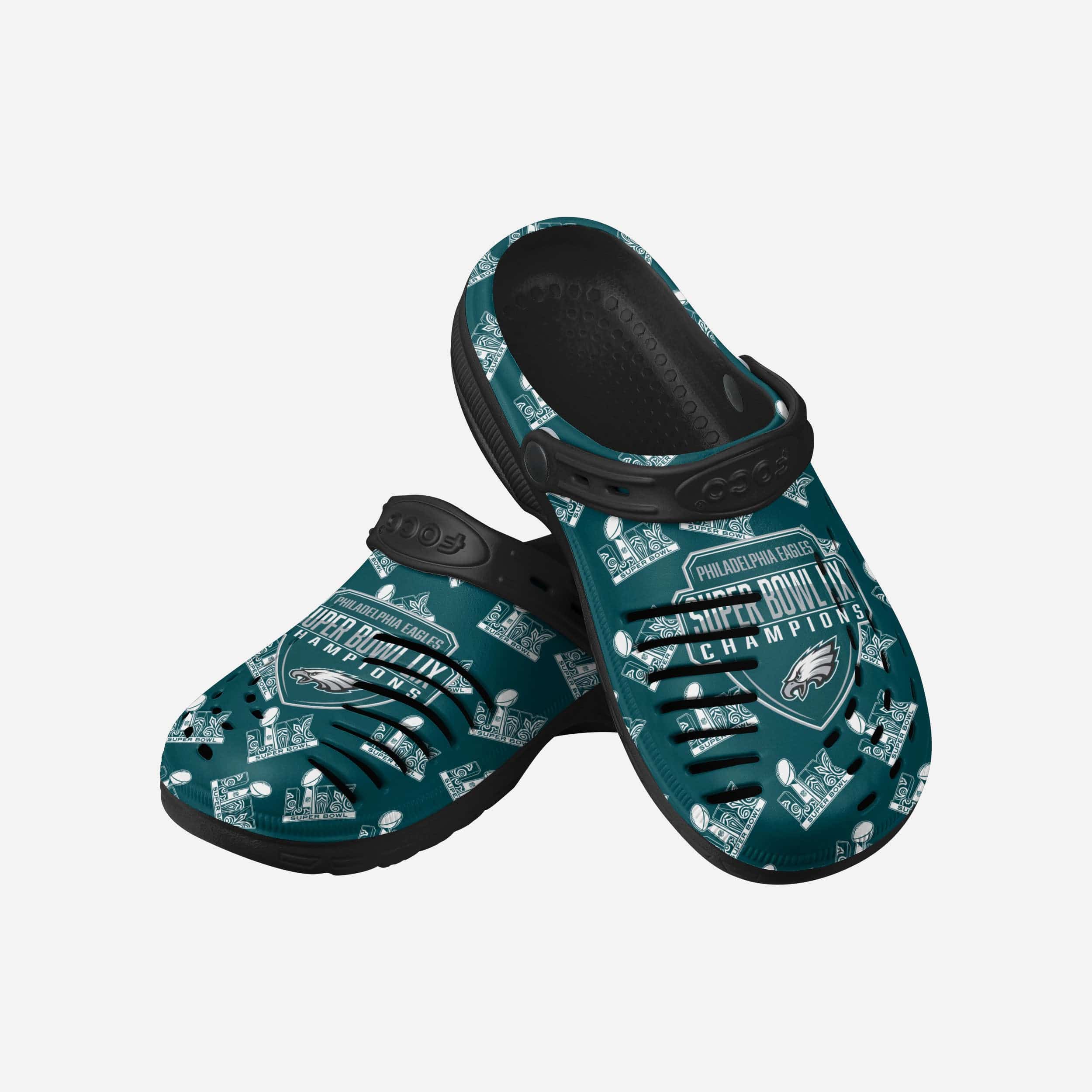 Philadelphia Eagles Super Bowl LIX Champions Historic Print Clog With Strap - Image 3
