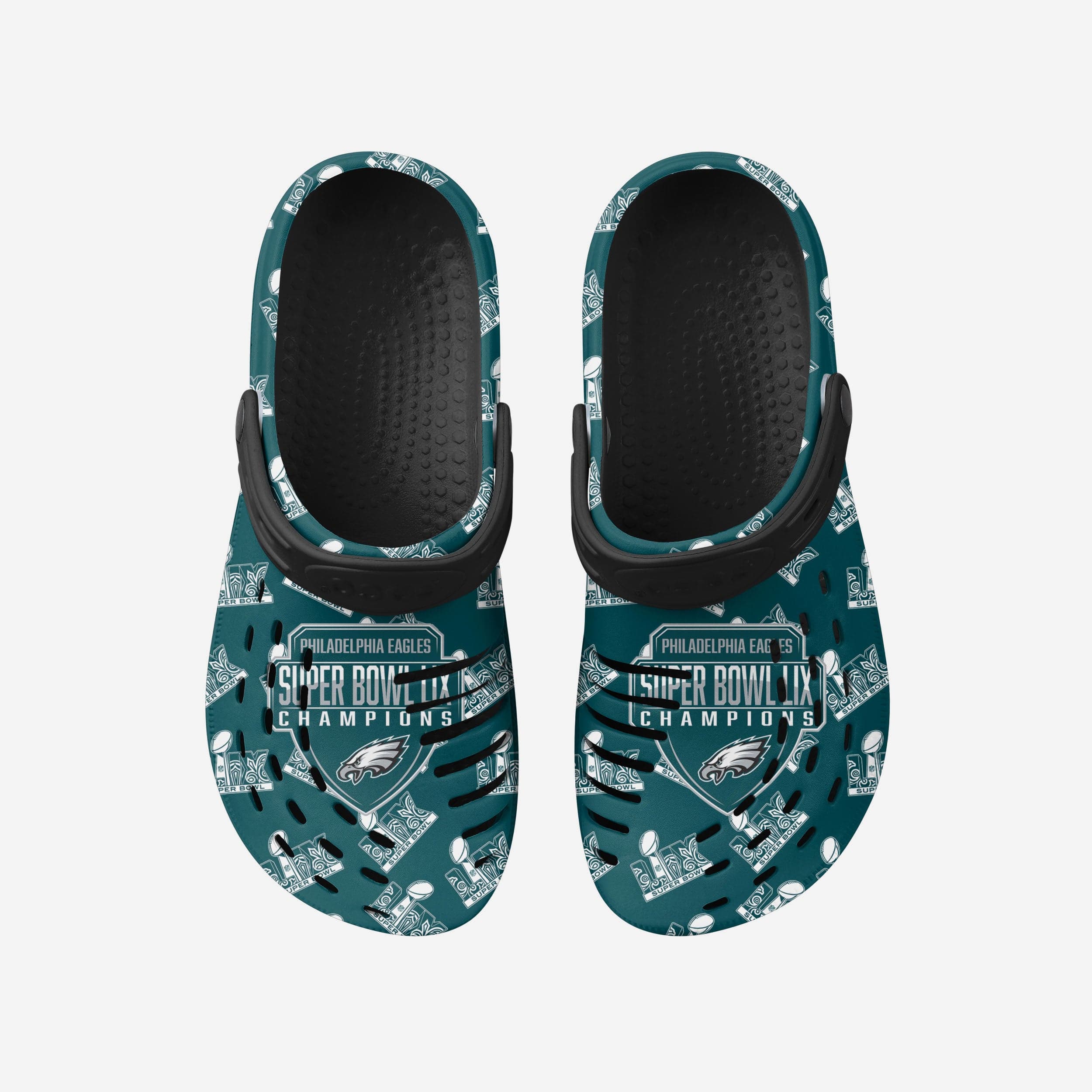 Philadelphia Eagles Super Bowl LIX Champions Historic Print Clog With Strap - Image 4