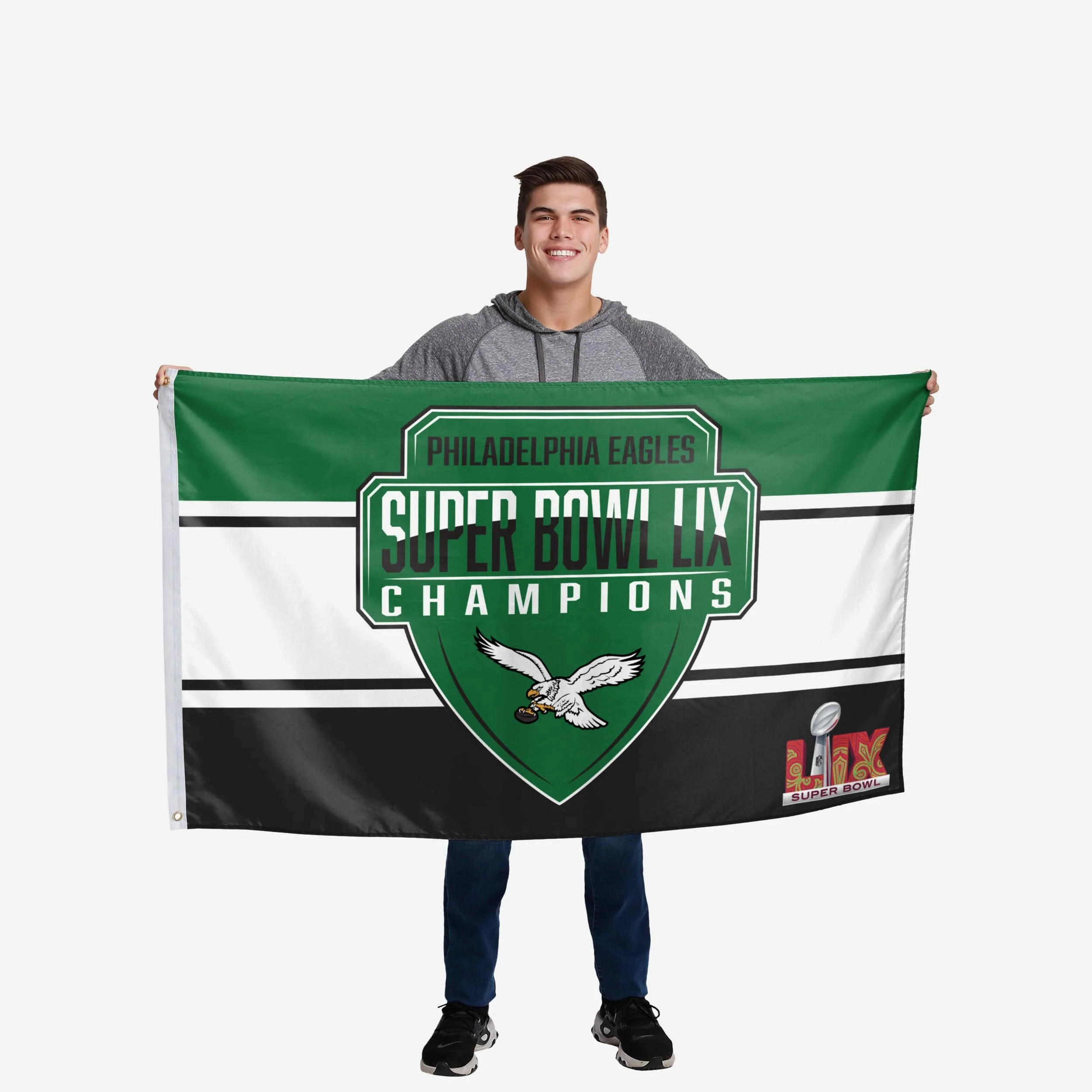 Philadelphia Eagles Super Bowl LIX Champions Kelly Green Horizontal Flag - Image 2