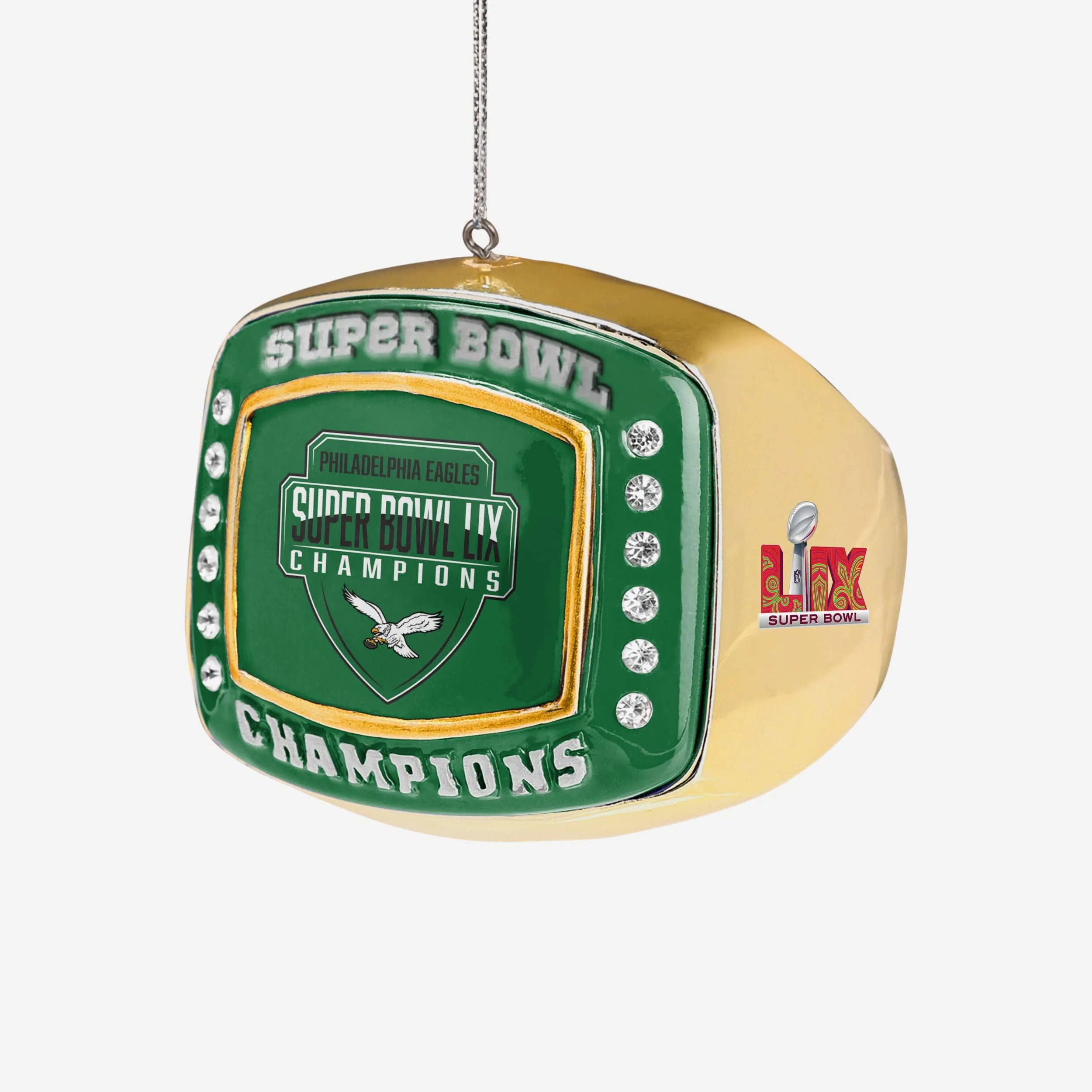 Philadelphia Eagles Super Bowl LIX Champions Kelly Green Ring Ornament