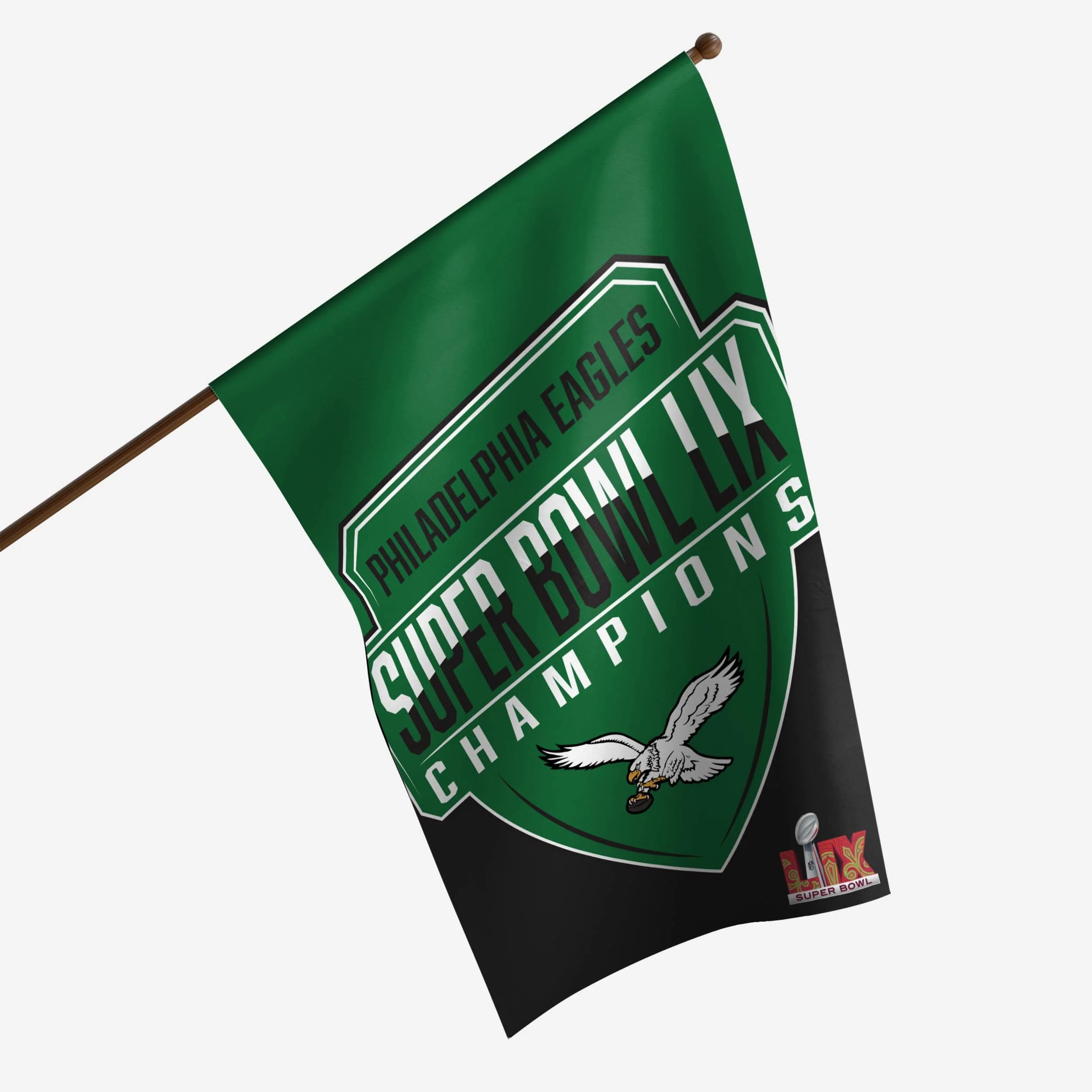 Philadelphia Eagles Super Bowl LIX Champions Kelly Green Vertical Flag