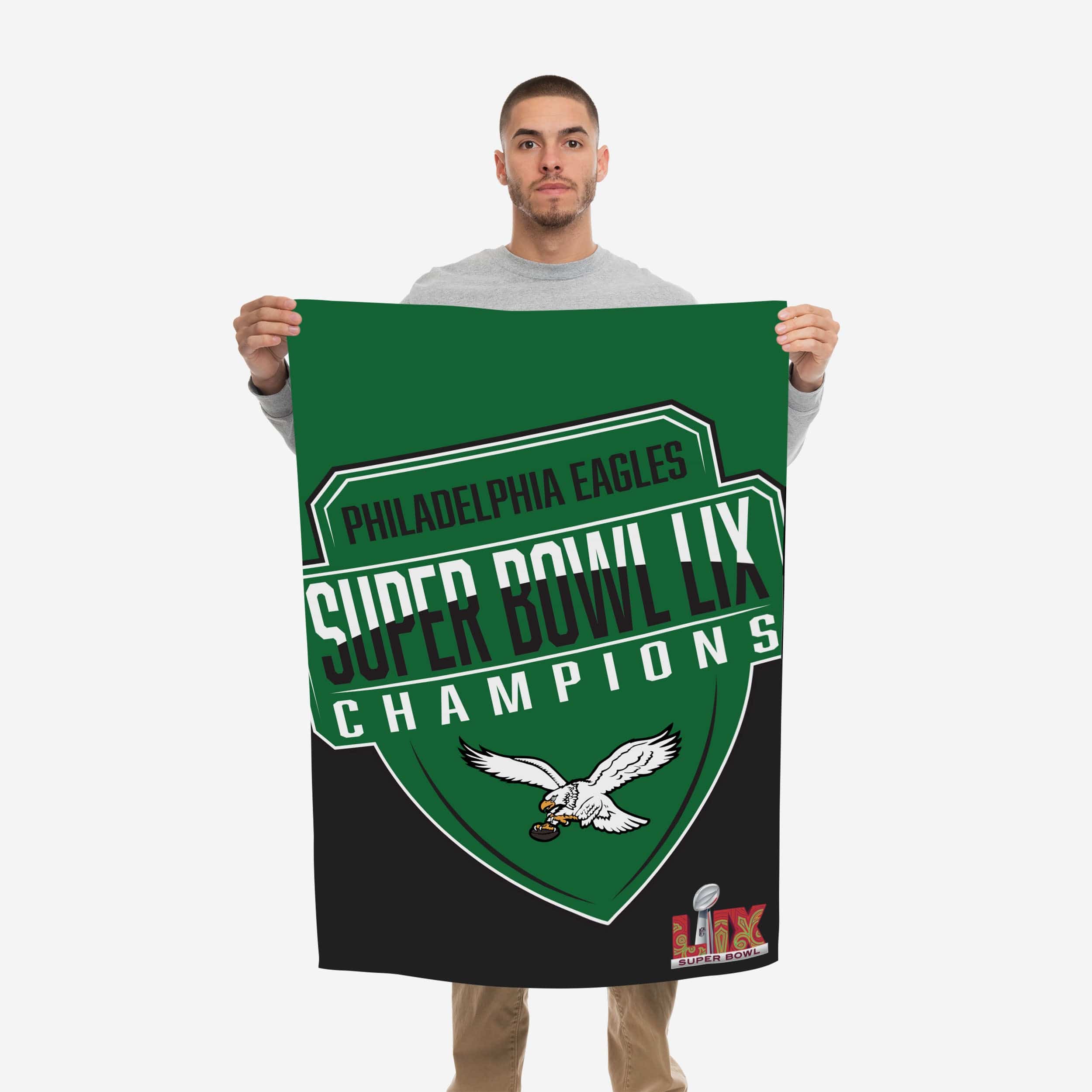 Philadelphia Eagles Super Bowl LIX Champions Kelly Green Vertical Flag - Image 2