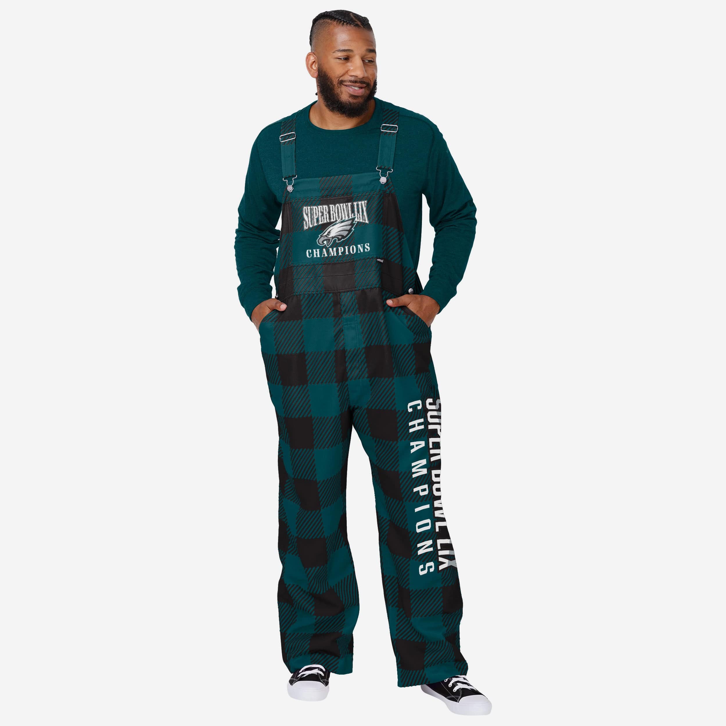 Philadelphia Eagles Super Bowl LIX Champions Plaid Bib Overalls