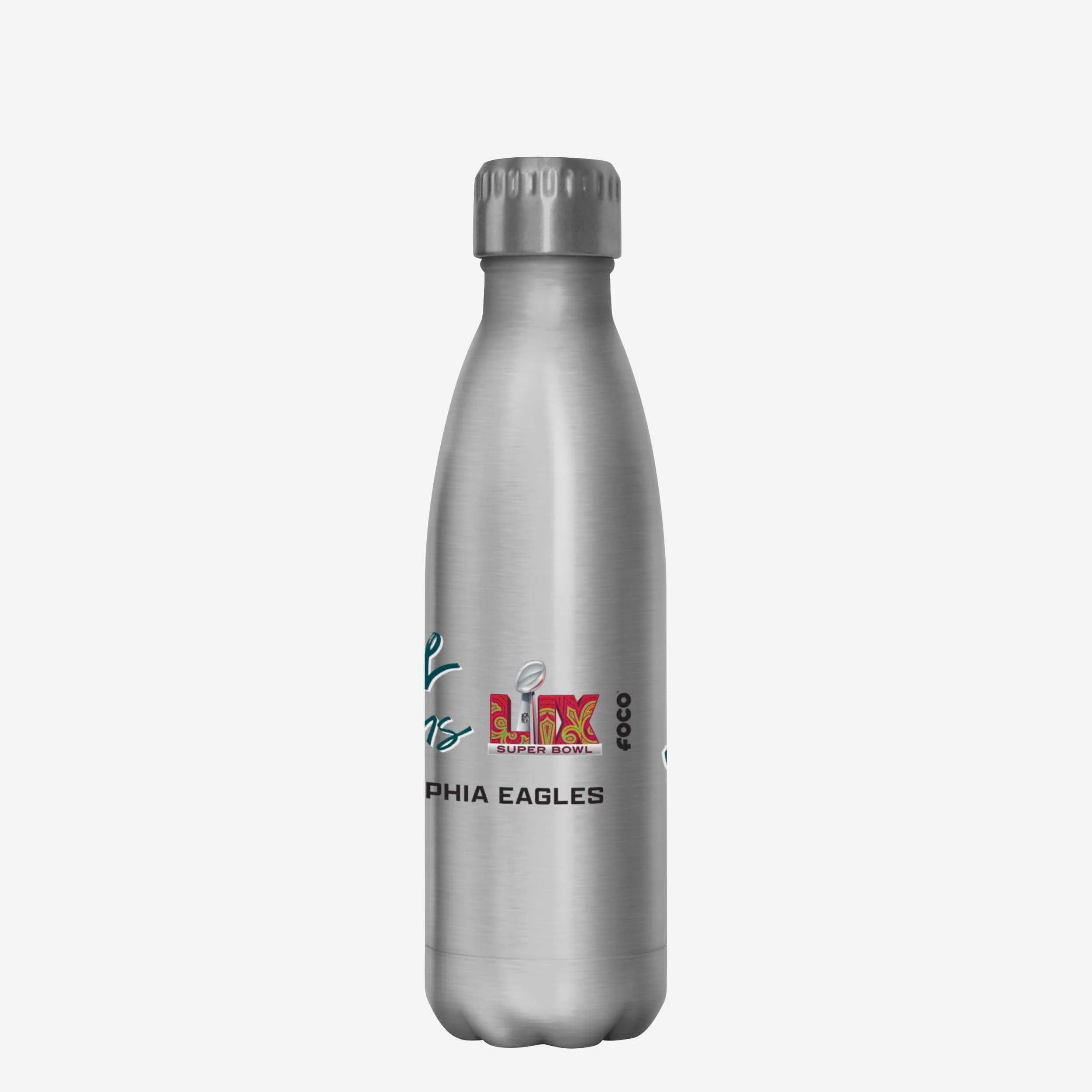 Philadelphia Eagles Super Bowl LIX Champions Silver 17 oz Stainless Steel Bottle - Image 3