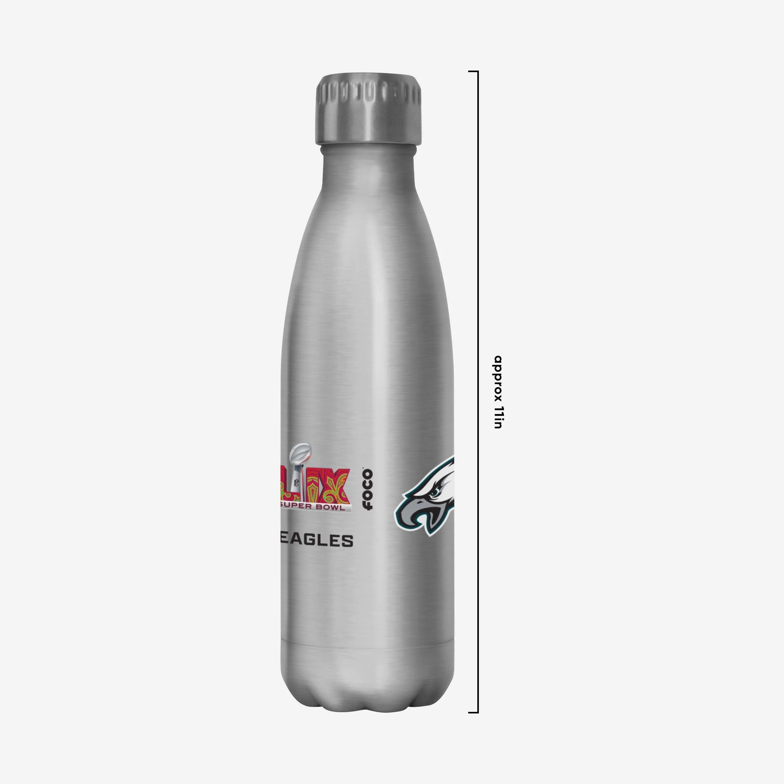 Philadelphia Eagles Super Bowl LIX Champions Silver 17 oz Stainless Steel Bottle - Image 4