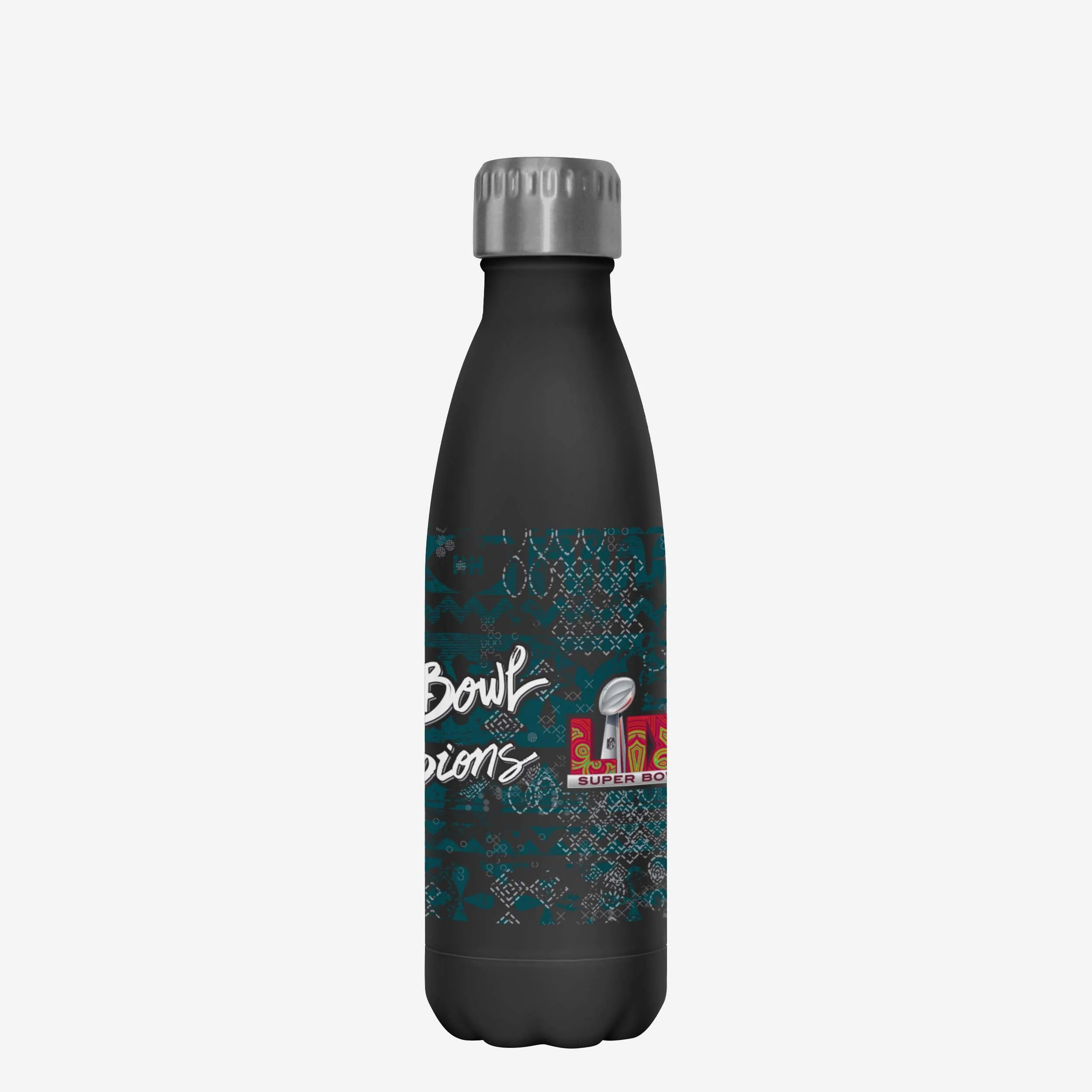 Philadelphia Eagles Super Bowl LIX Champions Stencil Black 17 oz Stainless Steel Bottle - Image 3