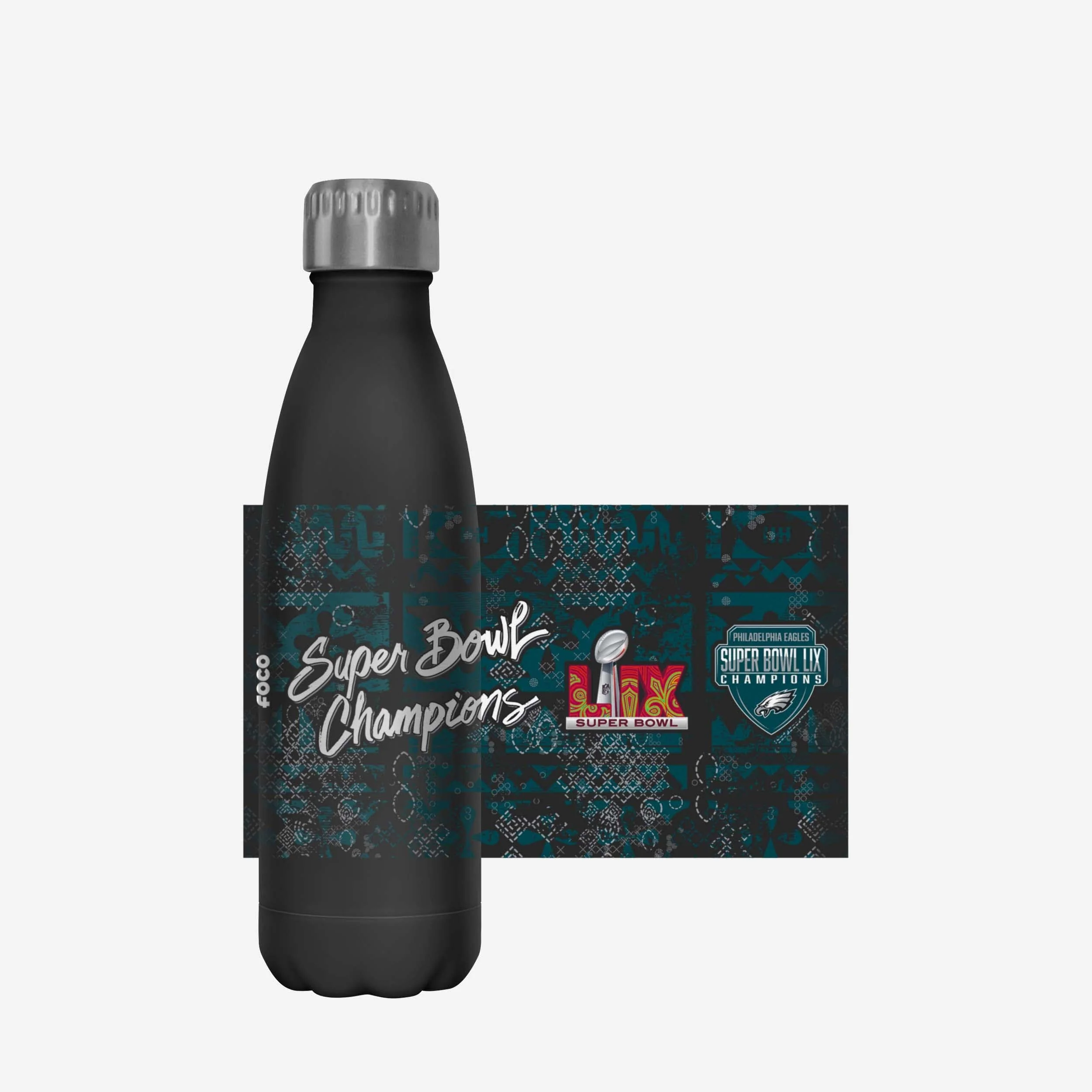 Philadelphia Eagles Super Bowl LIX Champions Stencil Black 17 oz Stainless Steel Bottle - Image 5