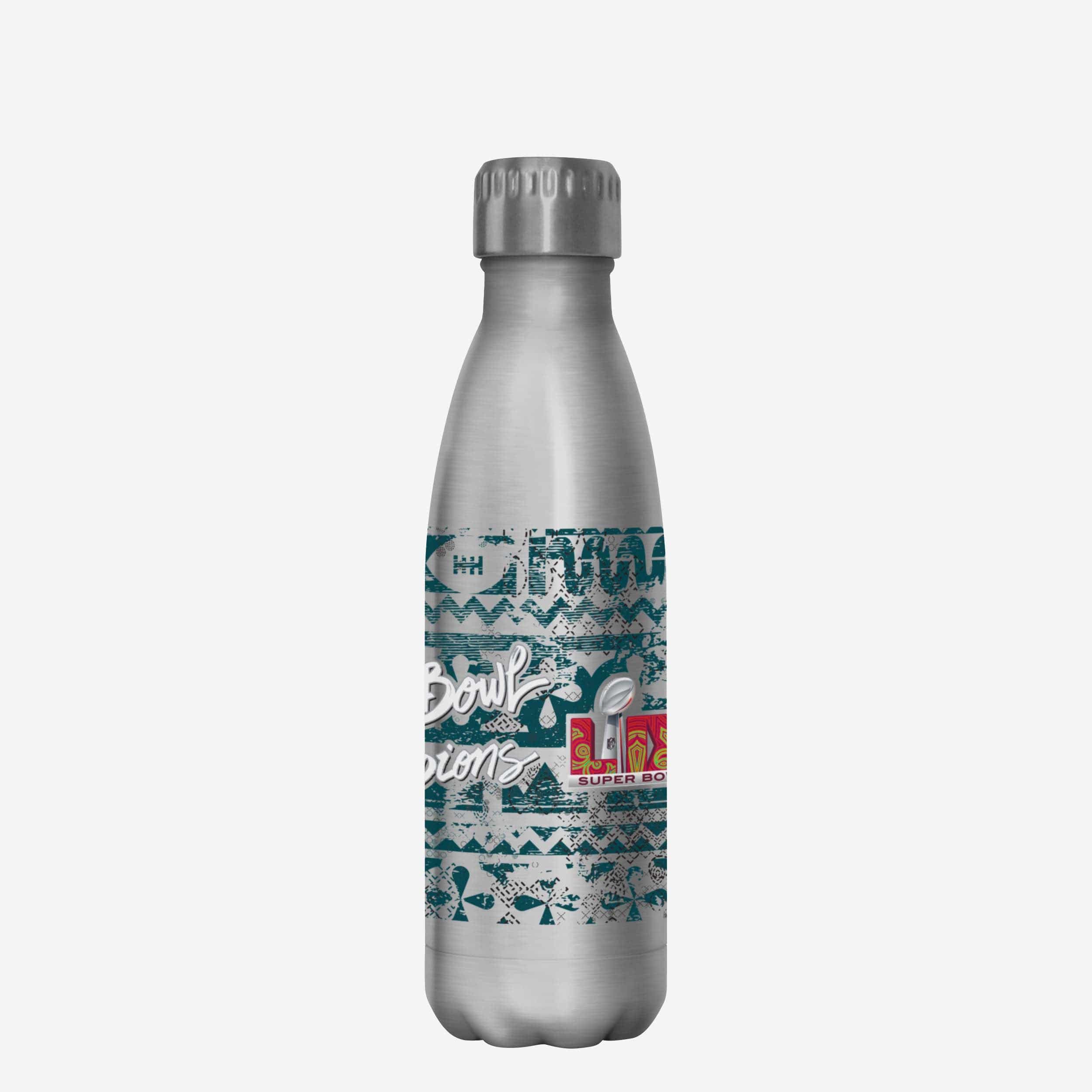 Philadelphia Eagles Super Bowl LIX Champions Stencil Silver 17 oz Stainless Steel Bottle - Image 3