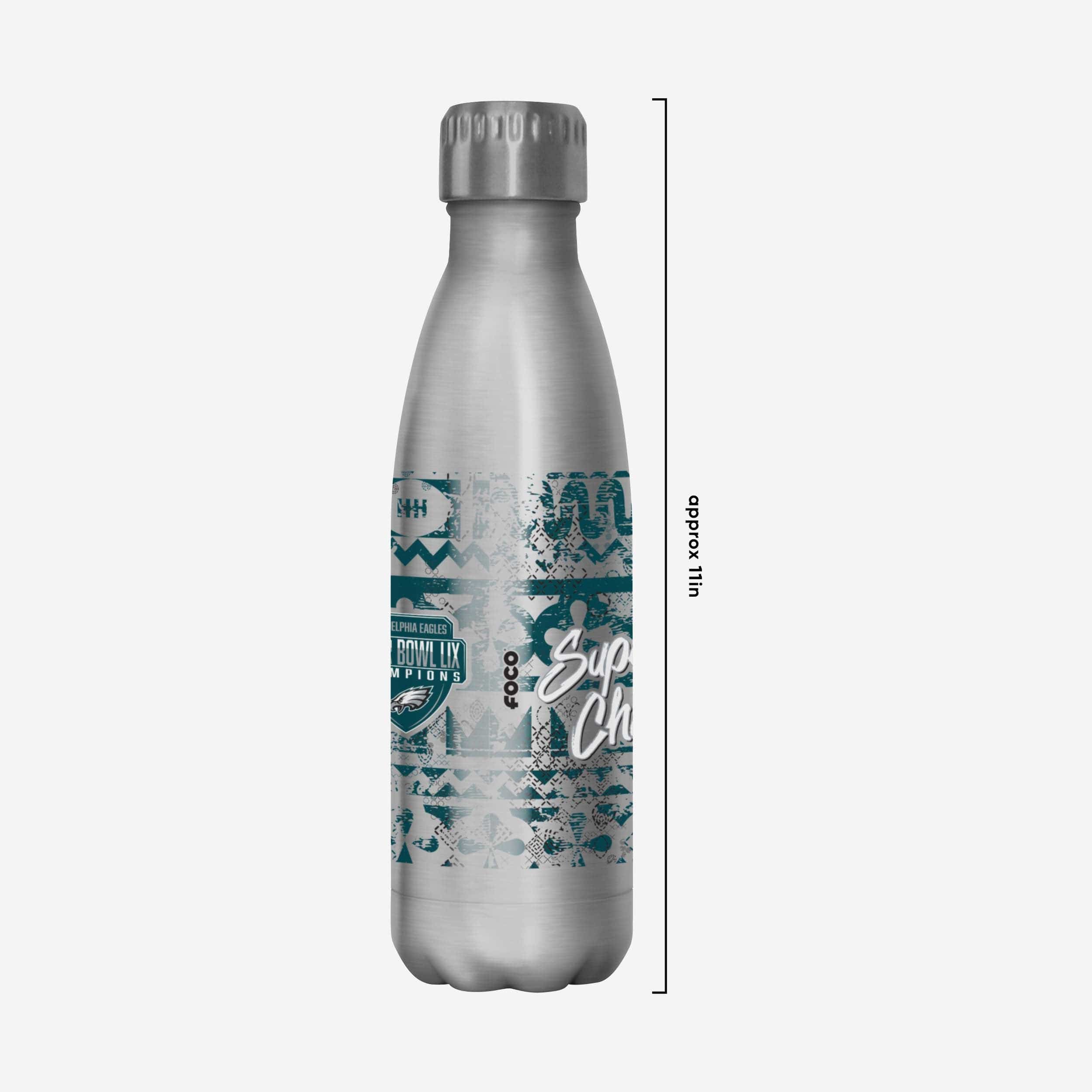 Philadelphia Eagles Super Bowl LIX Champions Stencil Silver 17 oz Stainless Steel Bottle - Image 4