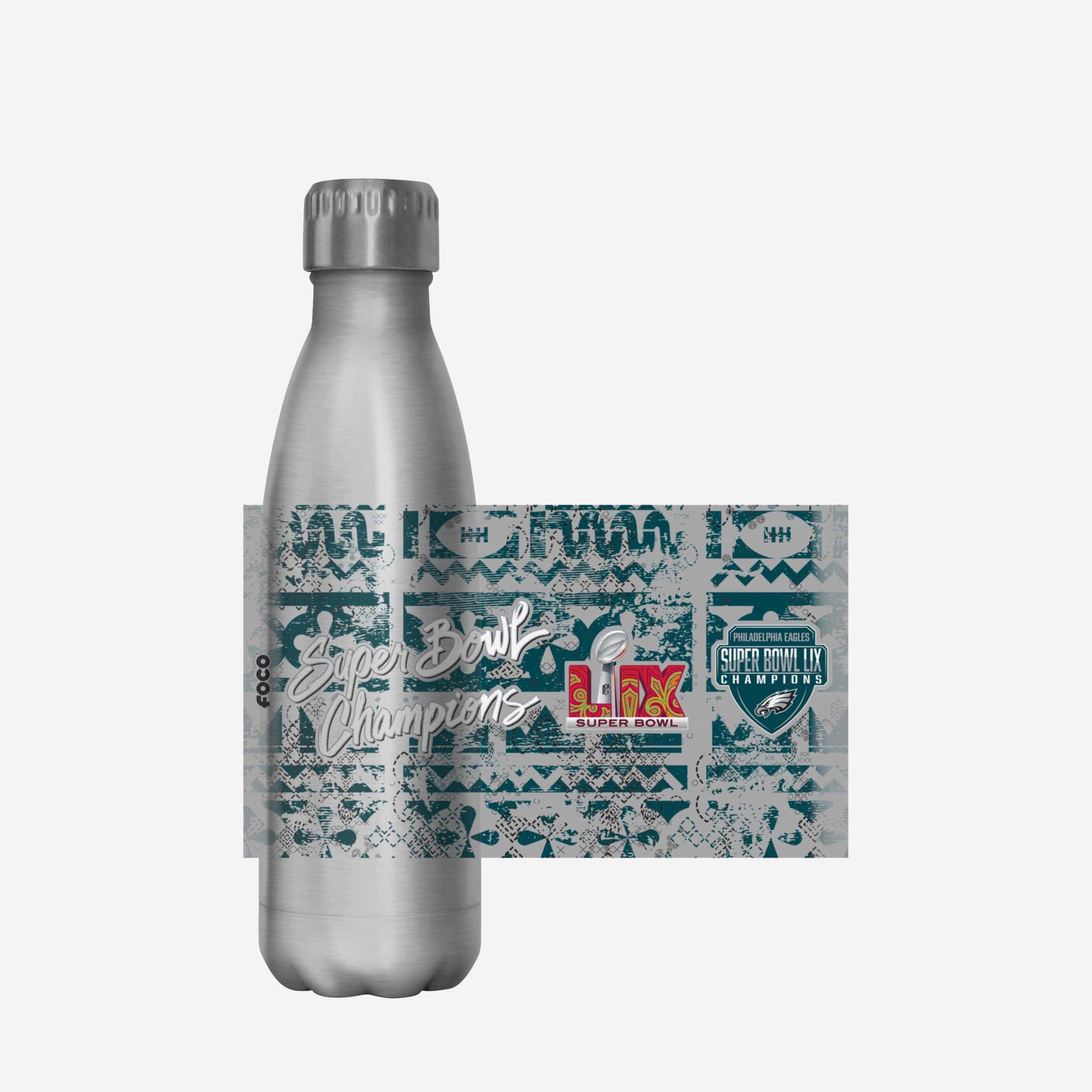 Philadelphia Eagles Super Bowl LIX Champions Stencil Silver 17 oz Stainless Steel Bottle - Image 5