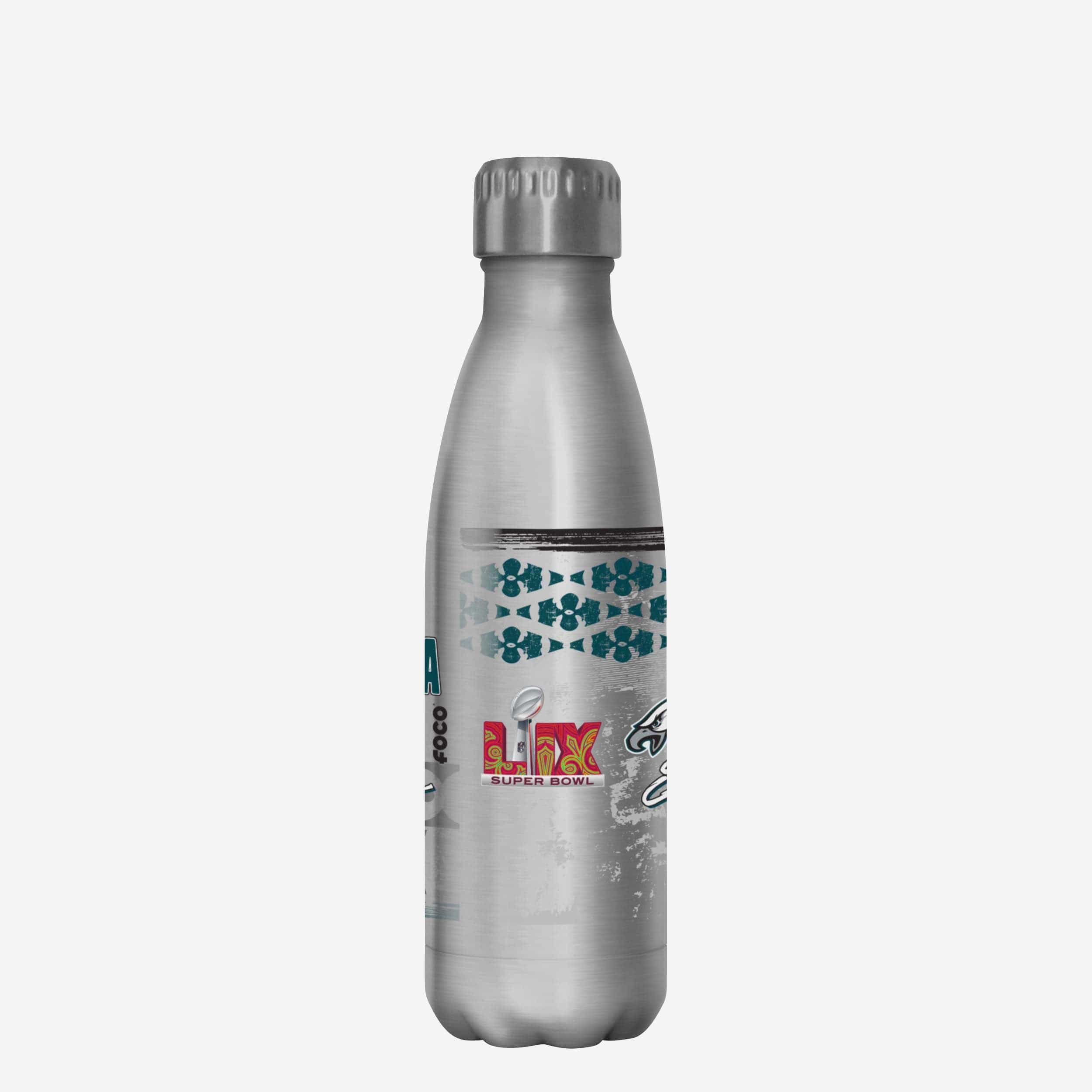Philadelphia Eagles Super Bowl LIX Champions Stencil Silver Diamond 17 oz Stainless Steel Bottle - Image 2