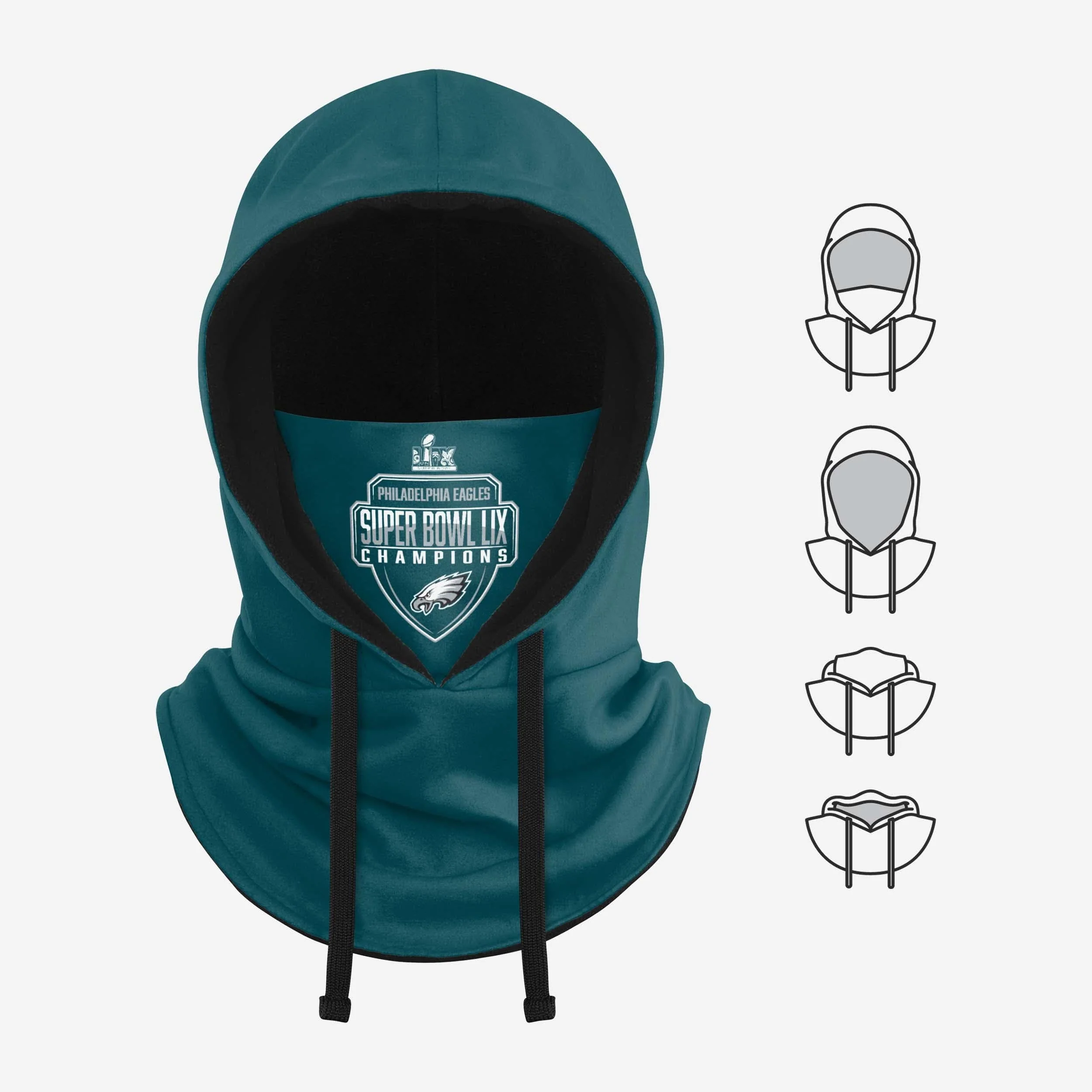 Philadelphia Eagles Super Bowl LIX Champions Team Color Hooded Gaiter Scarf - Image 5