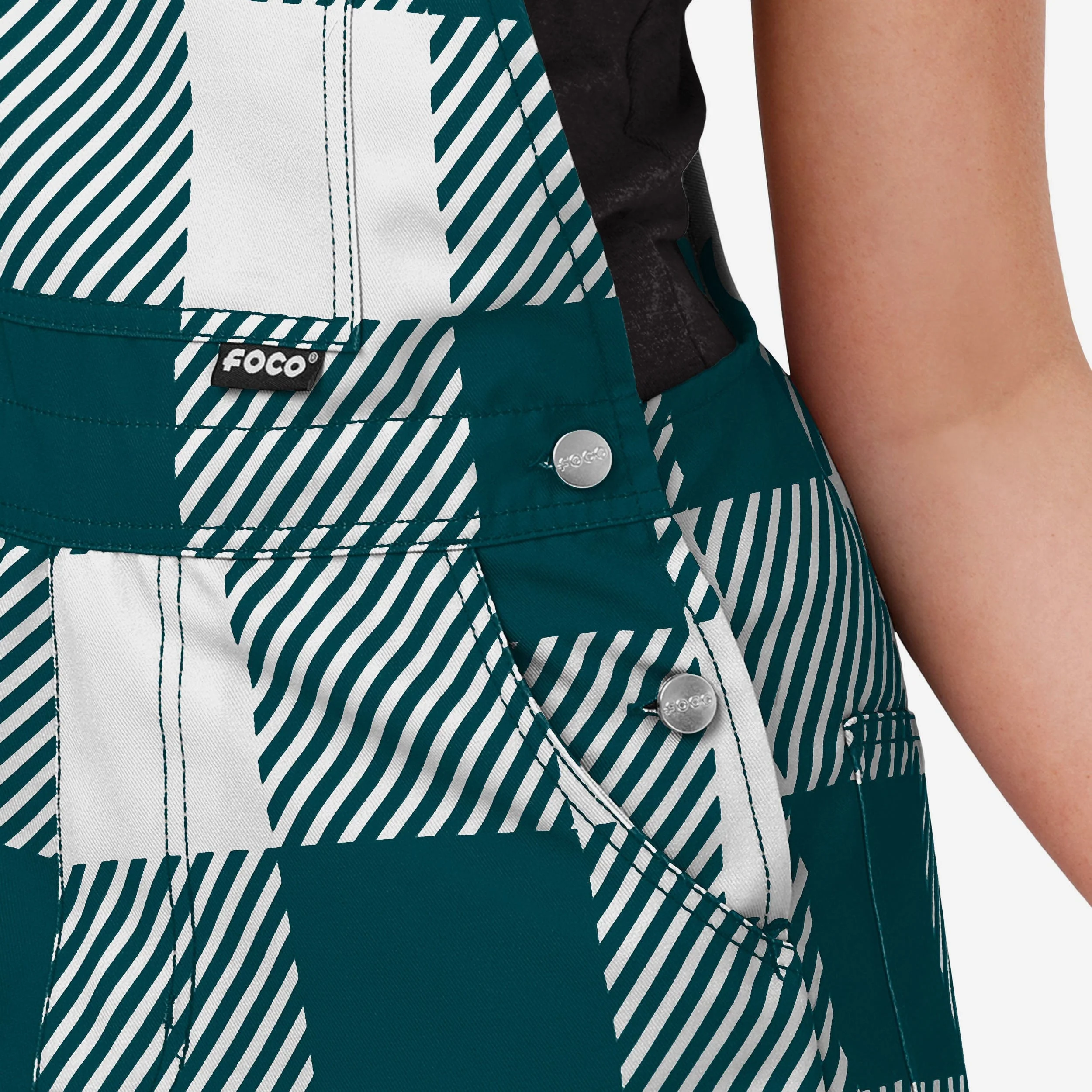 Philadelphia Eagles Super Bowl LIX Champions Womens Plaid Bib Shortalls - Image 4