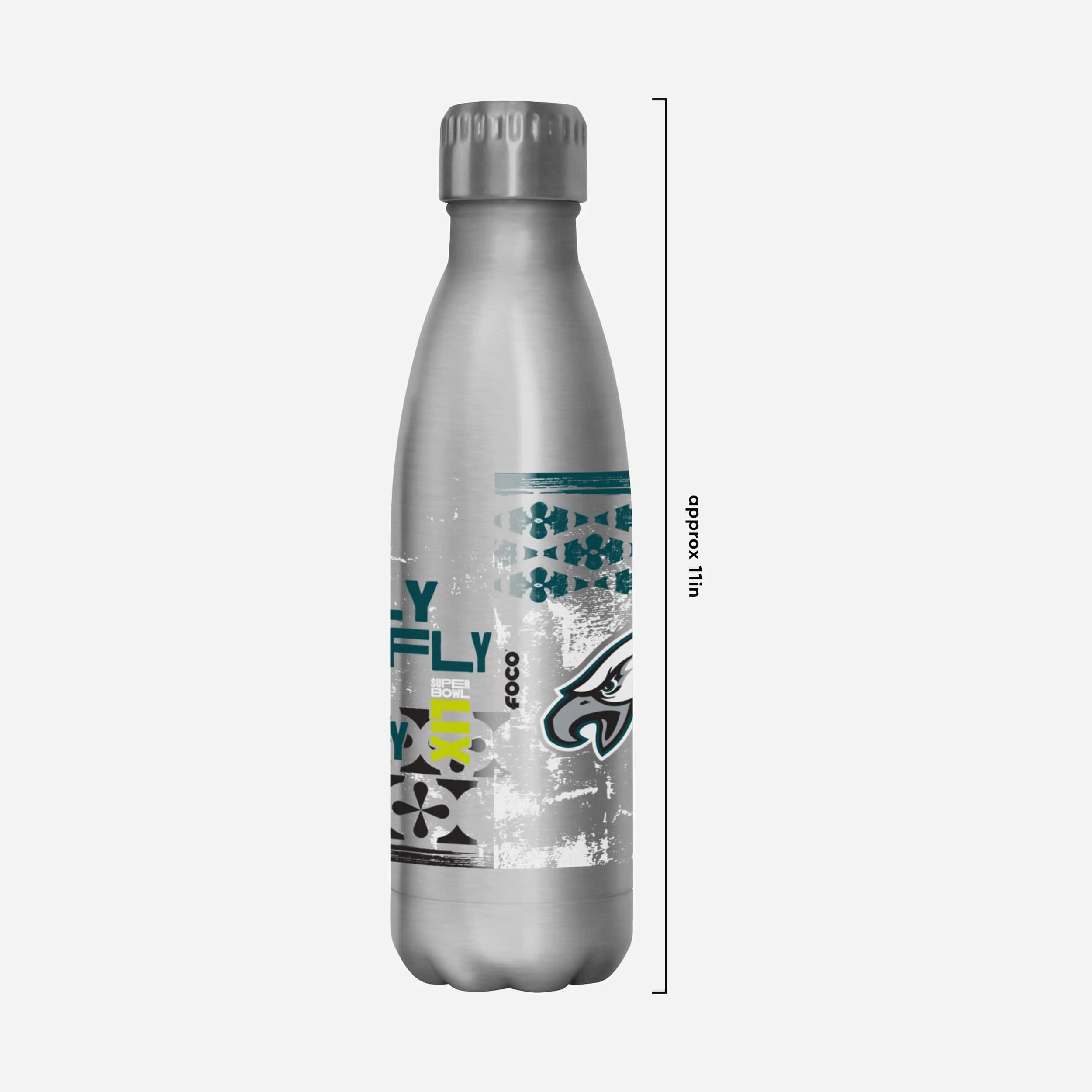 Philadelphia Eagles Super Bowl LIX Fly Eagles Fly Silver 17 oz Stainless Steel Bottle - Image 4
