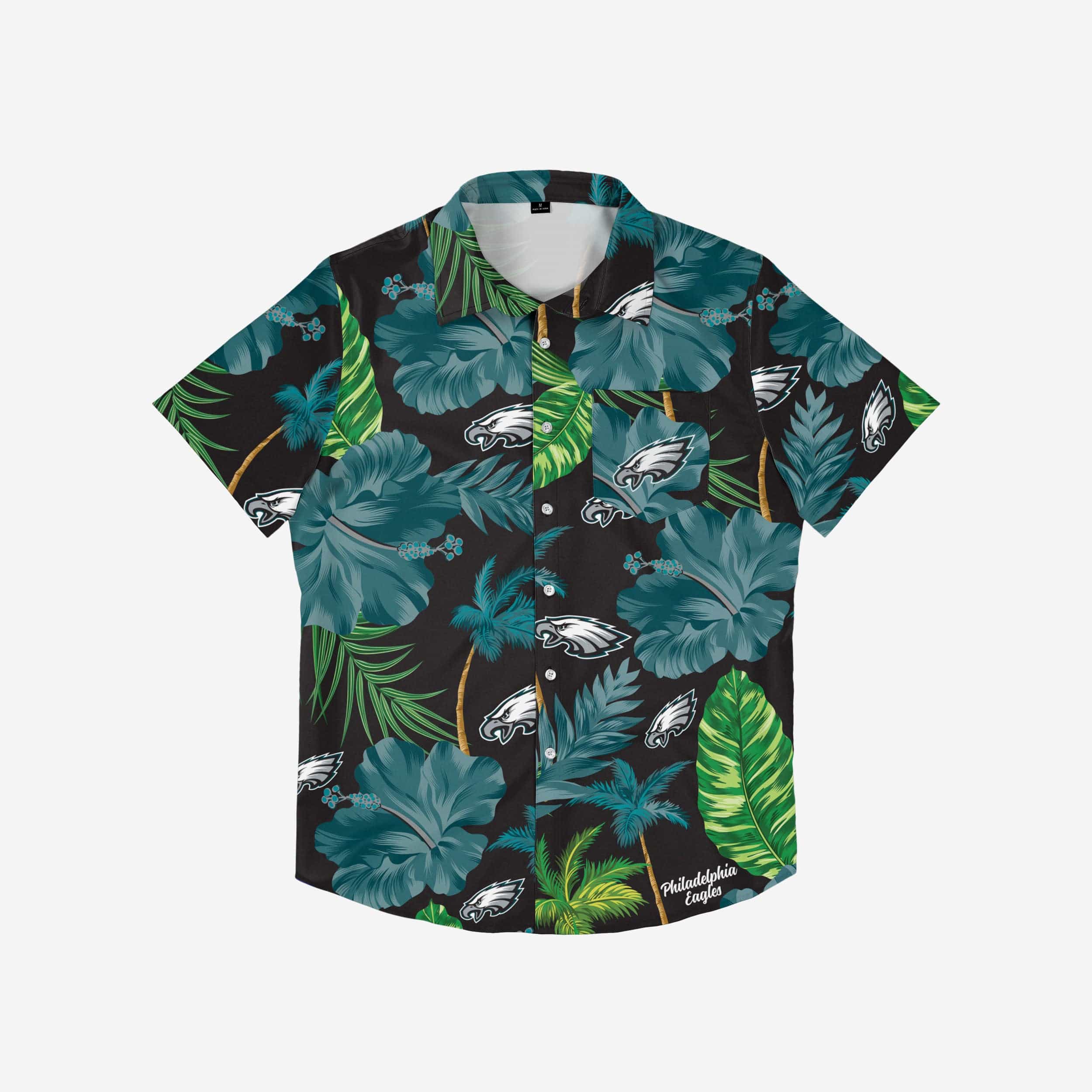 Philadelphia Eagles Team Color Hibiscus Button Up Shirt - Image 3