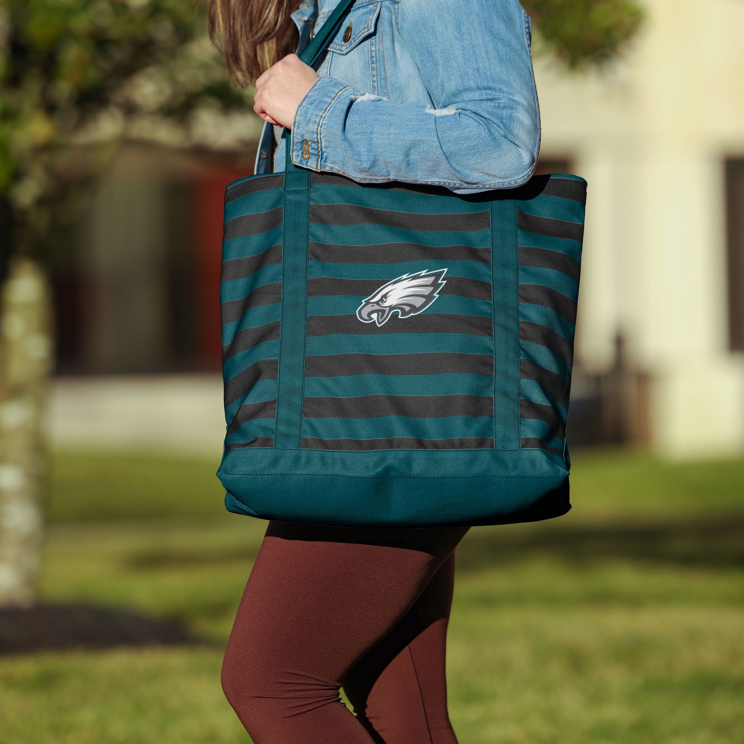 Philadelphia Eagles Team Stripe Canvas Tote Bag - Image 3