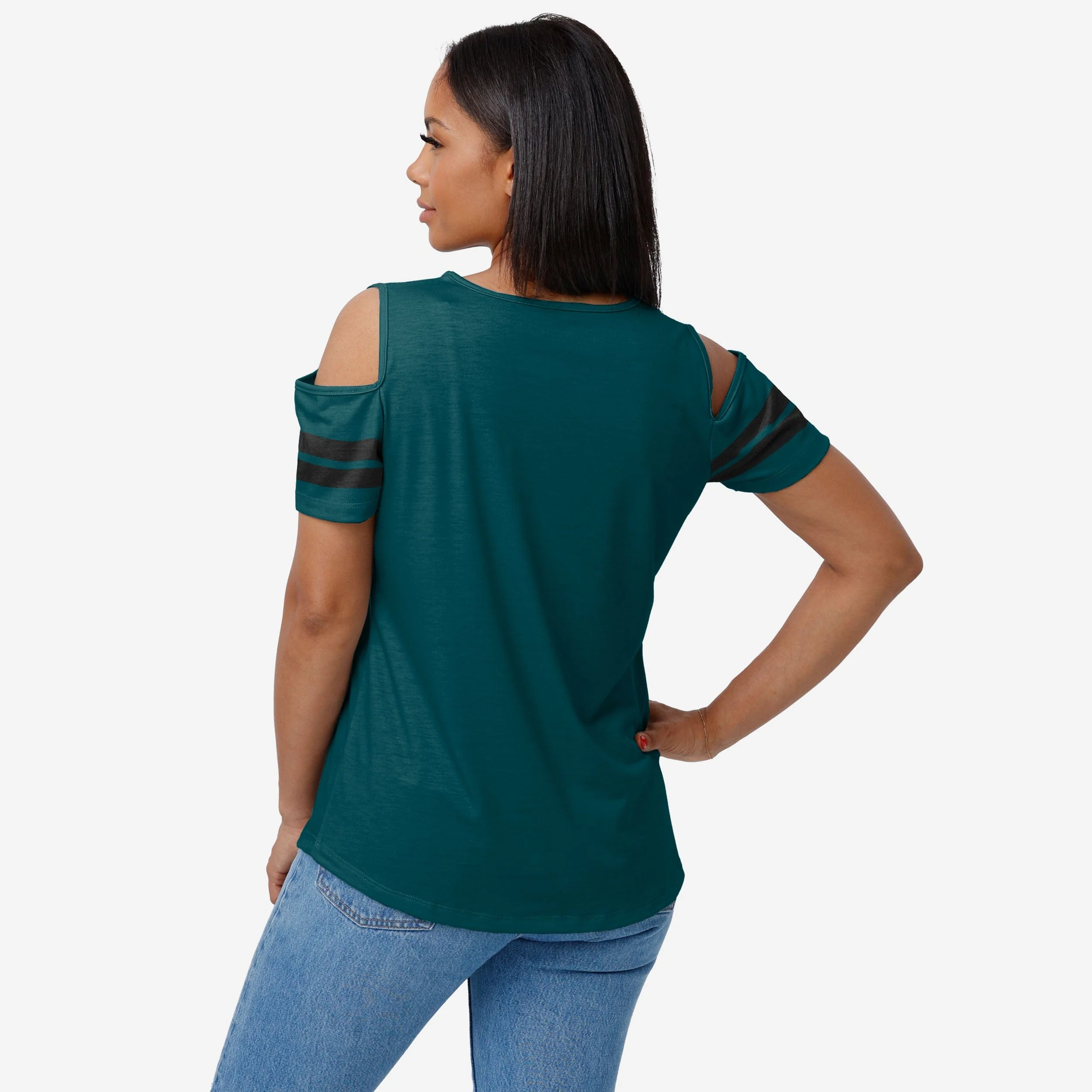Philadelphia Eagles Womens Cold Shoulder T-Shirt - Image 2