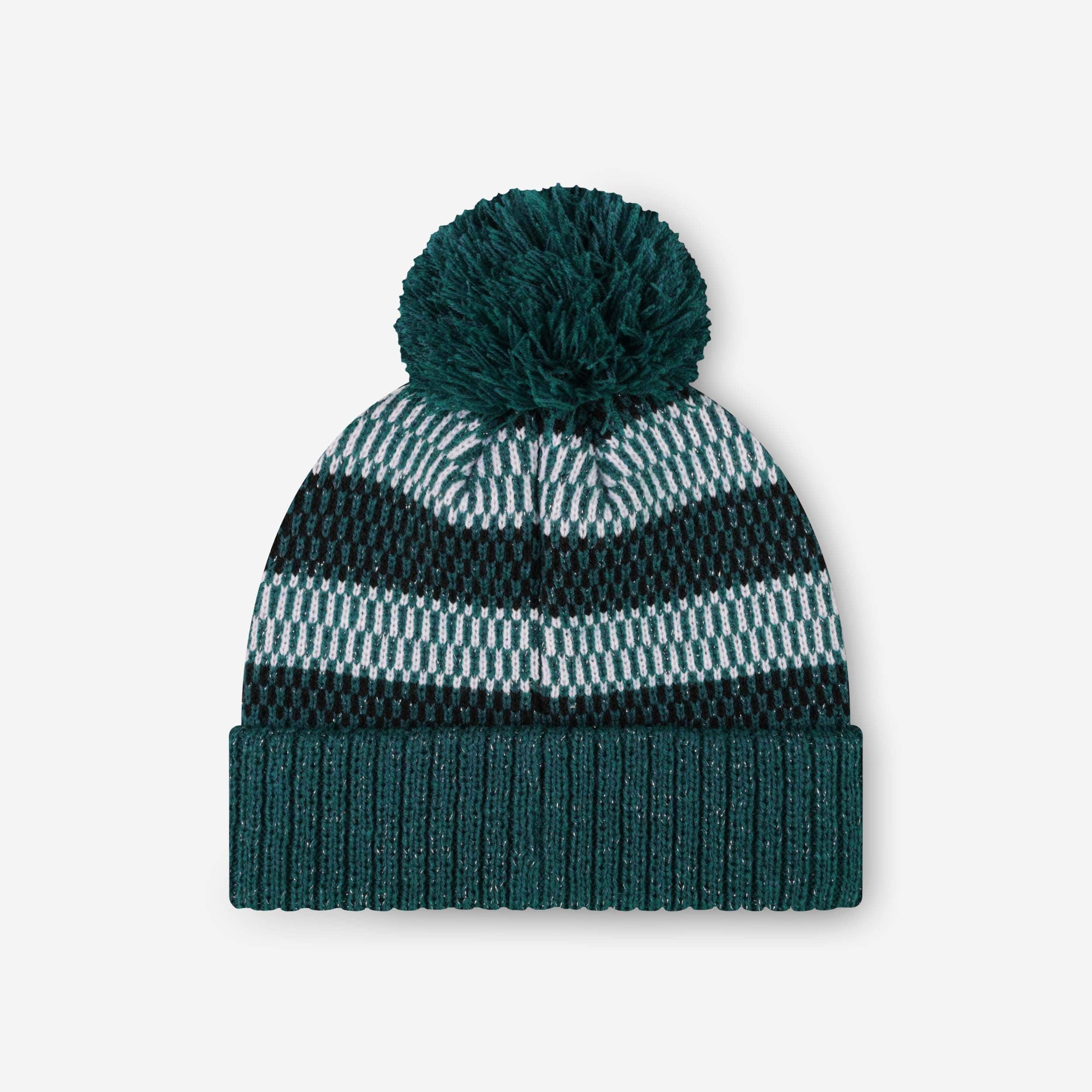 Philadelphia Eagles Womens Cozy Knit Metallic Thread Pom Beanie - Image 2