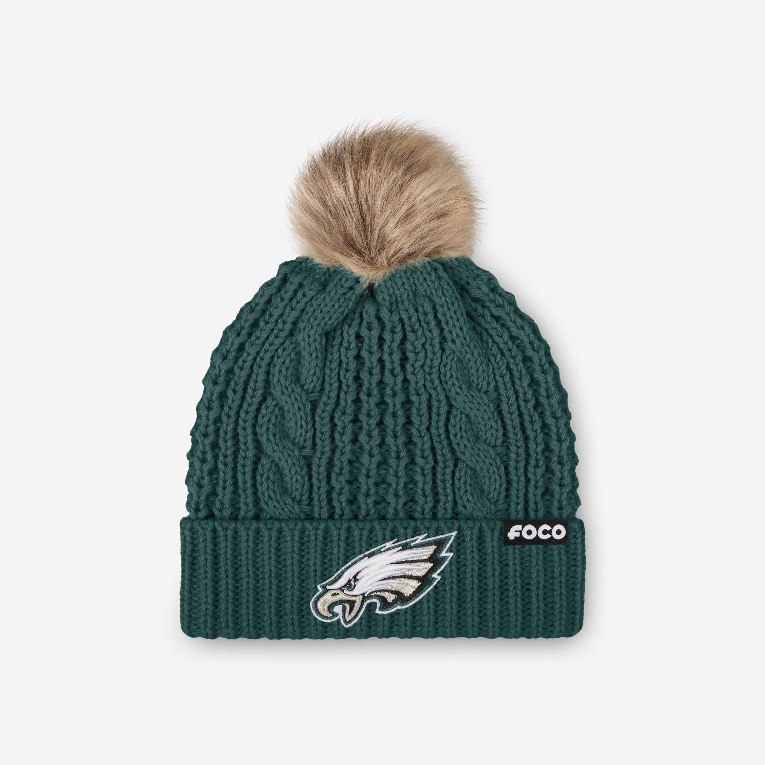 Philadelphia Eagles Womens Faux Fur Pom Beanie