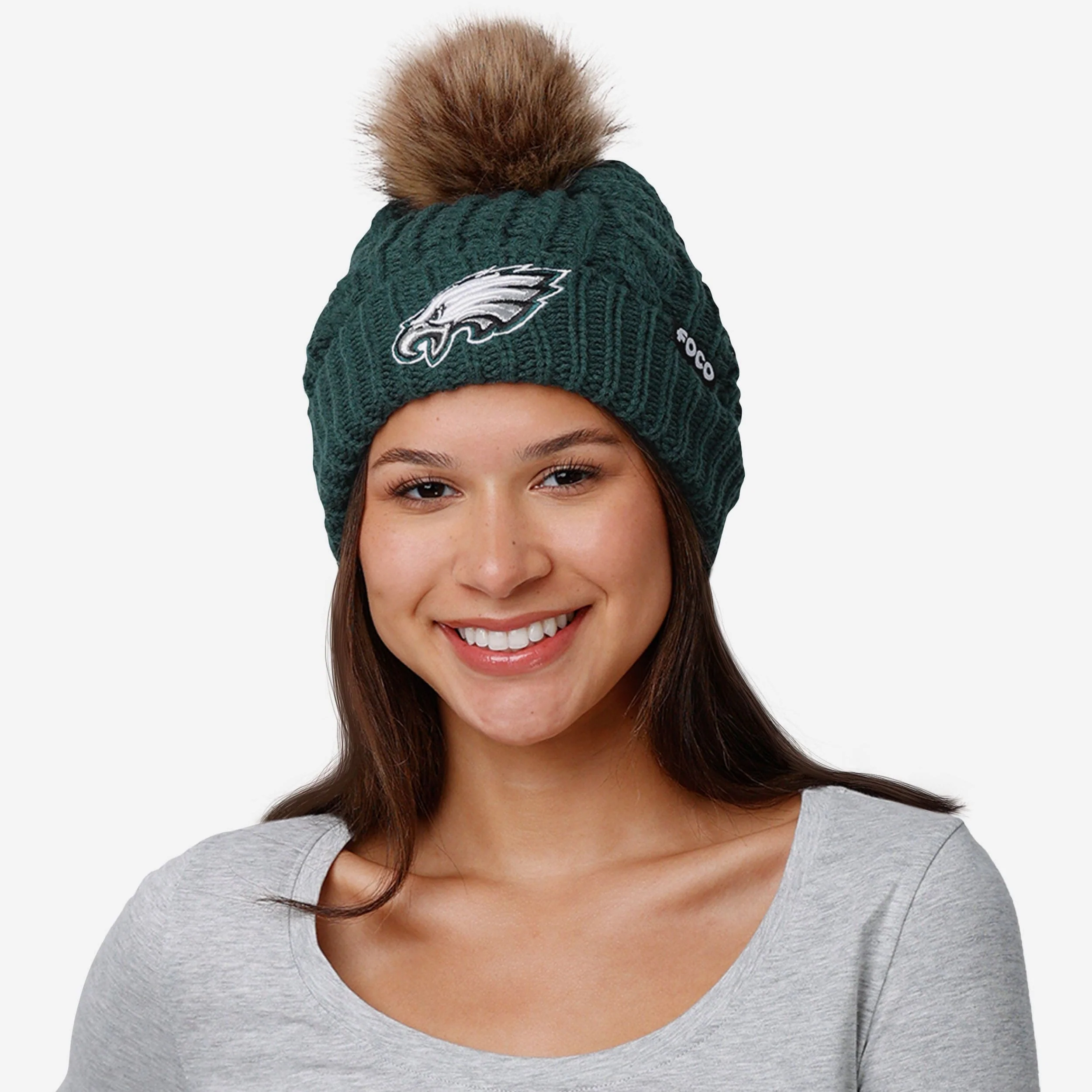 Philadelphia Eagles Womens Faux Fur Pom Beanie - Image 3