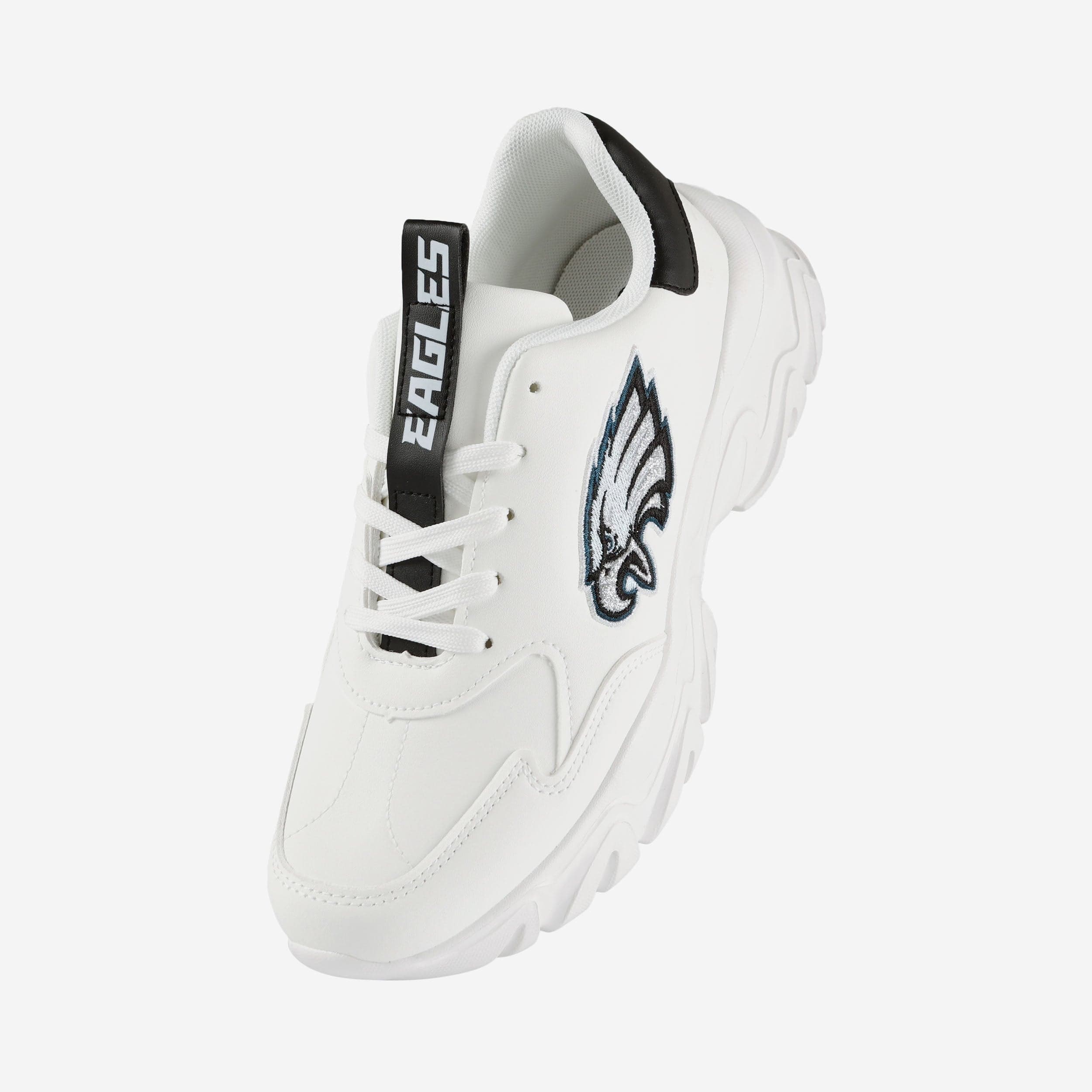 Philadelphia Eagles Womens Glitter Big Logo Vintage White Chunky Sneaker - Image 2