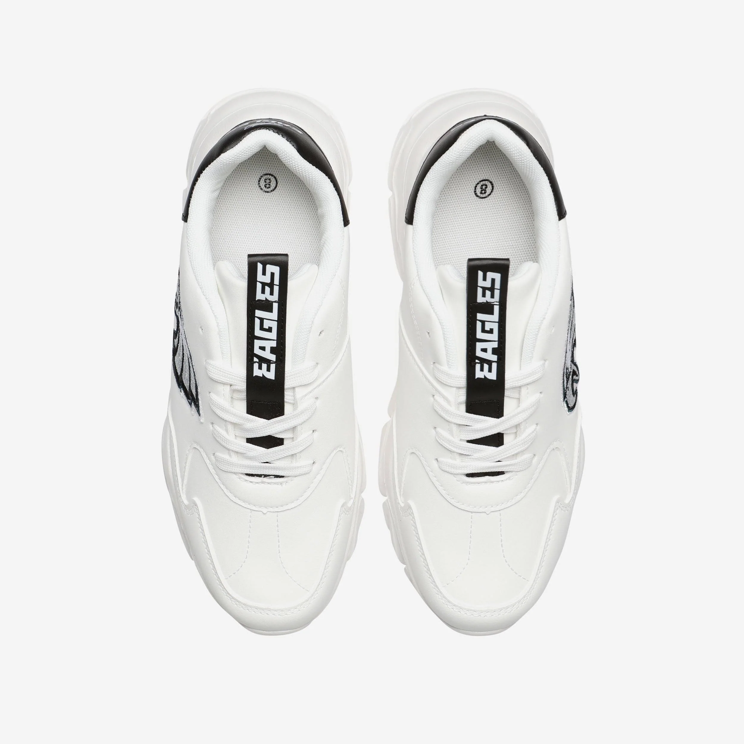 Philadelphia Eagles Womens Glitter Big Logo Vintage White Chunky Sneaker - Image 4
