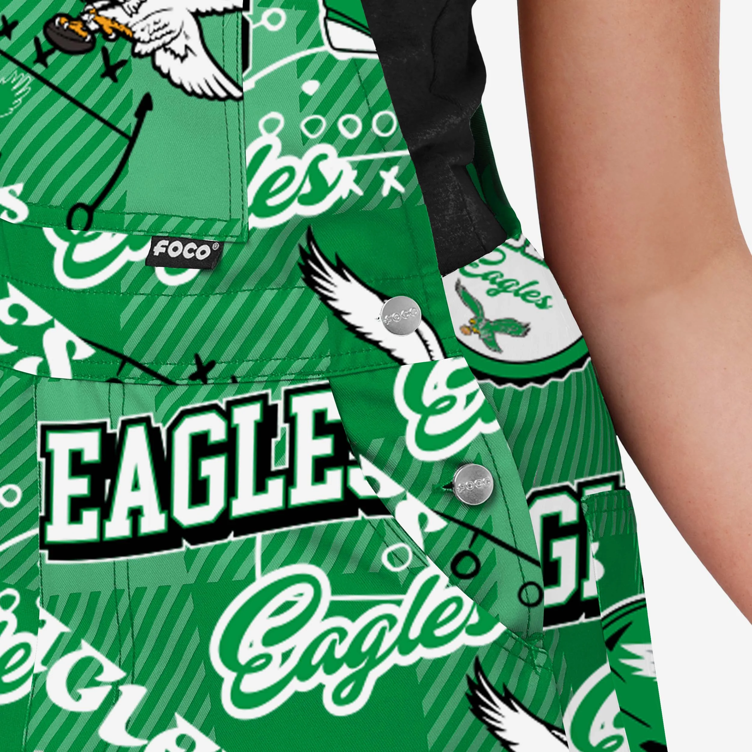 Philadelphia Eagles Womens Historic Print Bib Overalls - Image 5