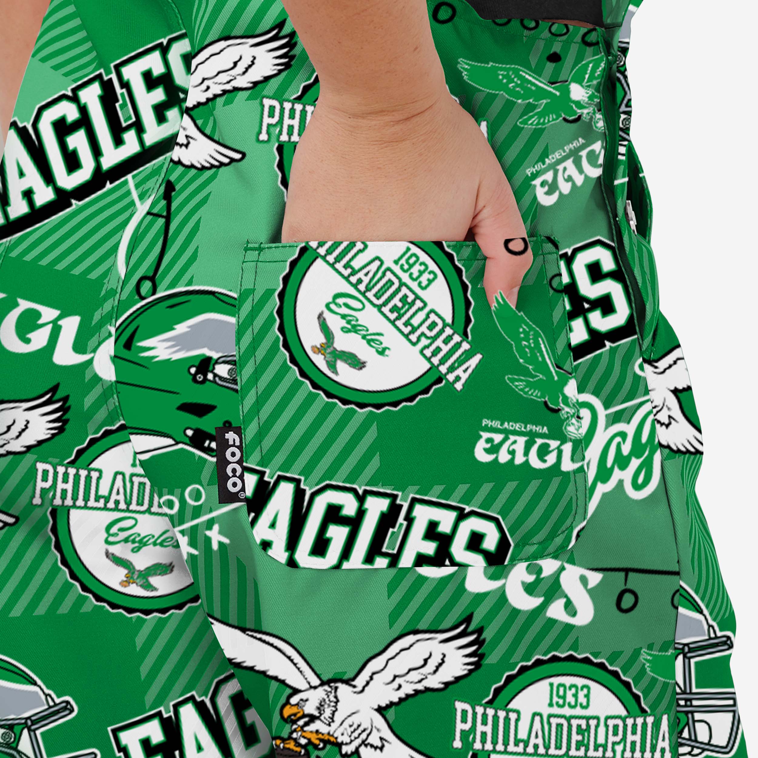 Philadelphia Eagles Womens Historic Print Bib Overalls - Image 6